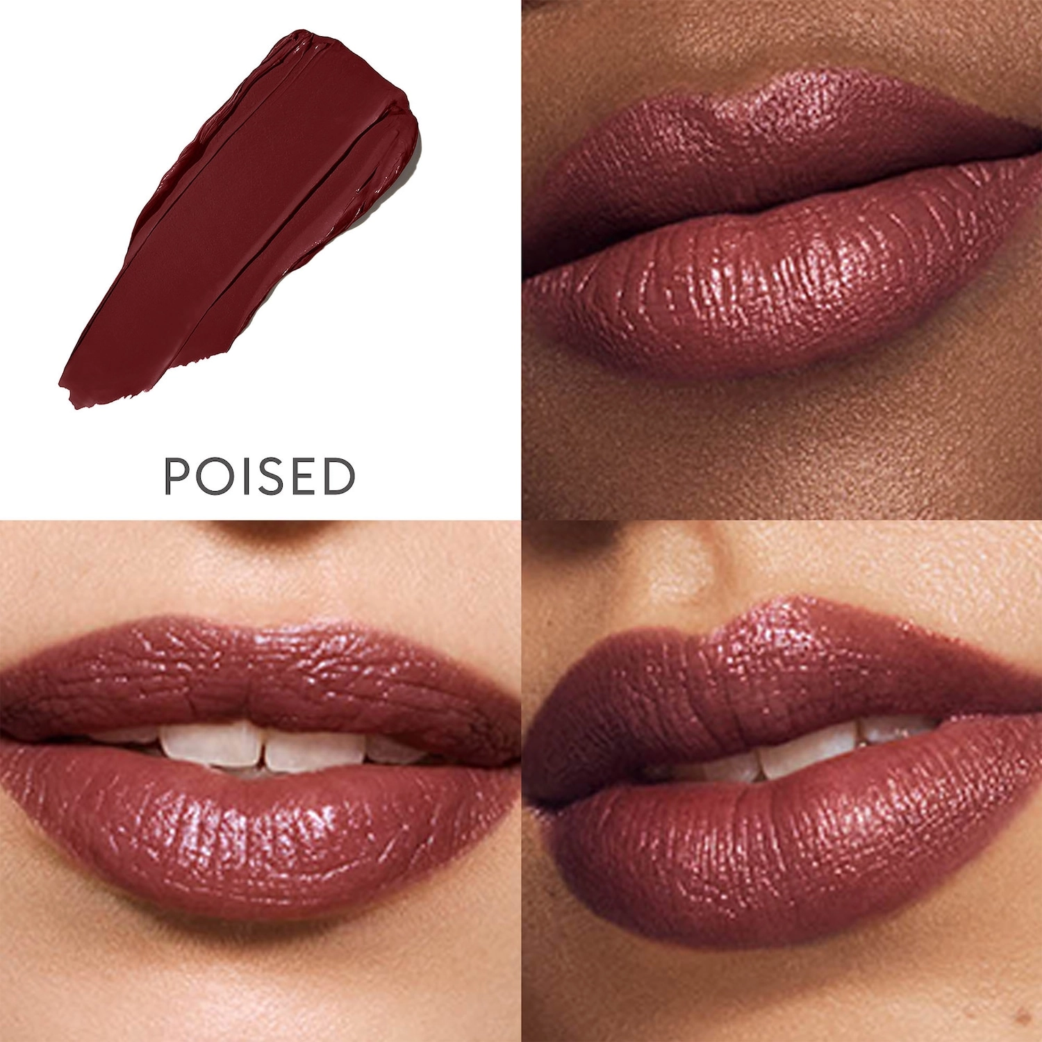 ROSE INC Satin Lip Color Refillable Hydrating Lipstick - Poised, Deep Brick - Image 3
