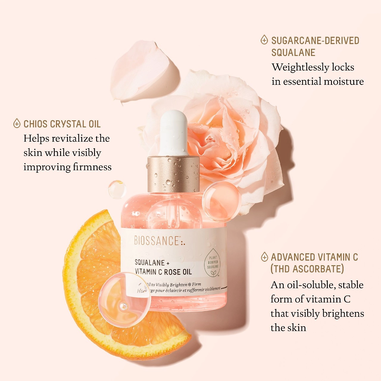 Biossance Squalane + Vitamin C Rose Firming Oil - Vegan, Dryness, Loss of Firmness - Image 4