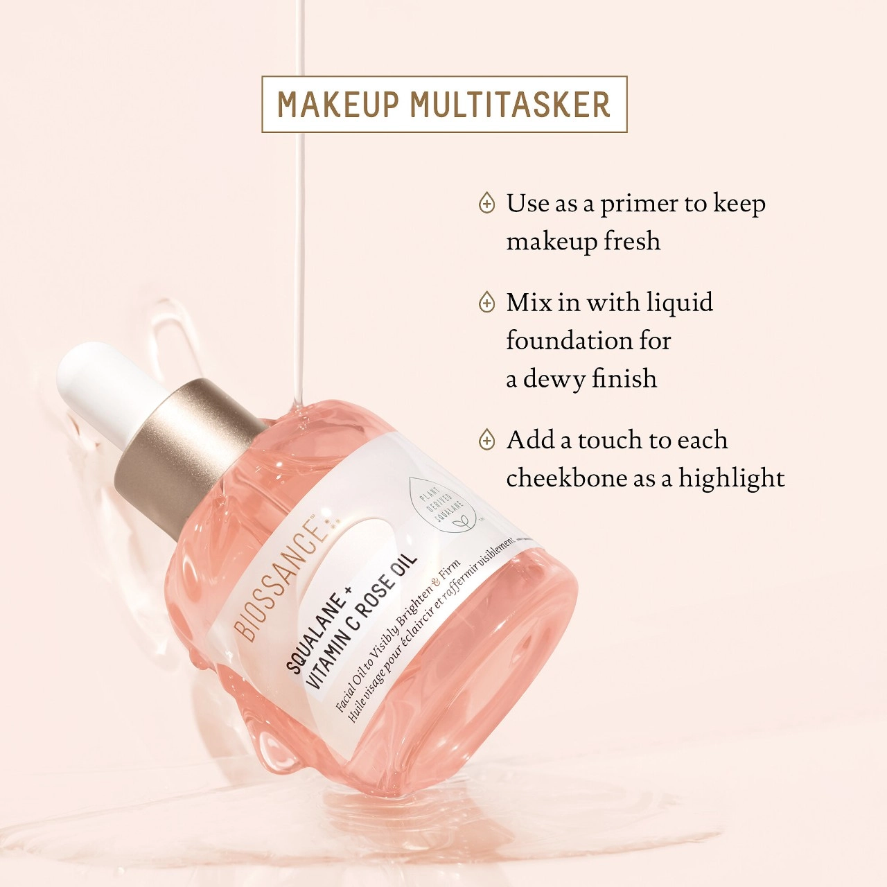 Biossance Squalane + Vitamin C Rose Firming Oil - Vegan, Dryness, Loss of Firmness - Image 11