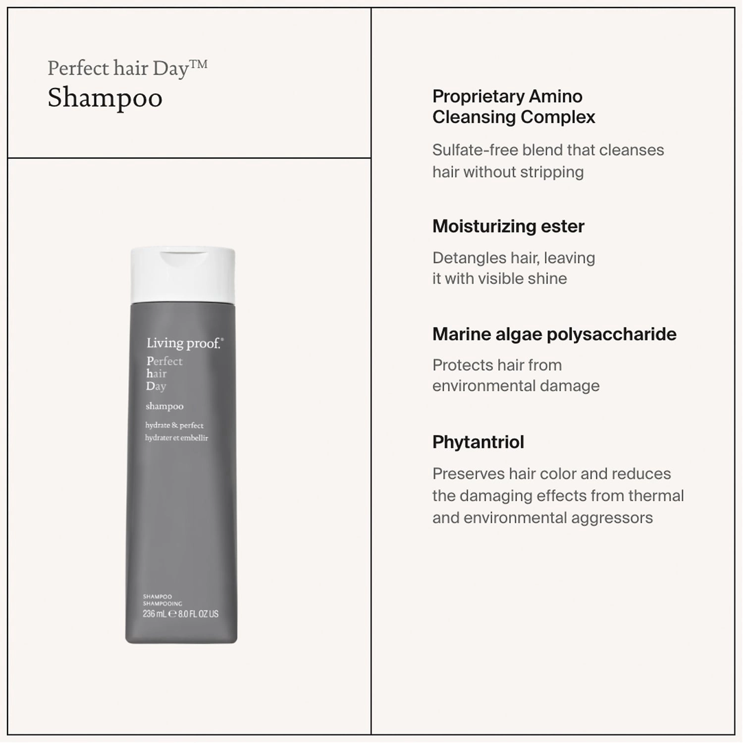 Living Proof Perfect Hair Day Shampoo 24 oz/ 710 mL Vegan Clean - Dryness, Shine, Damage - Image 3