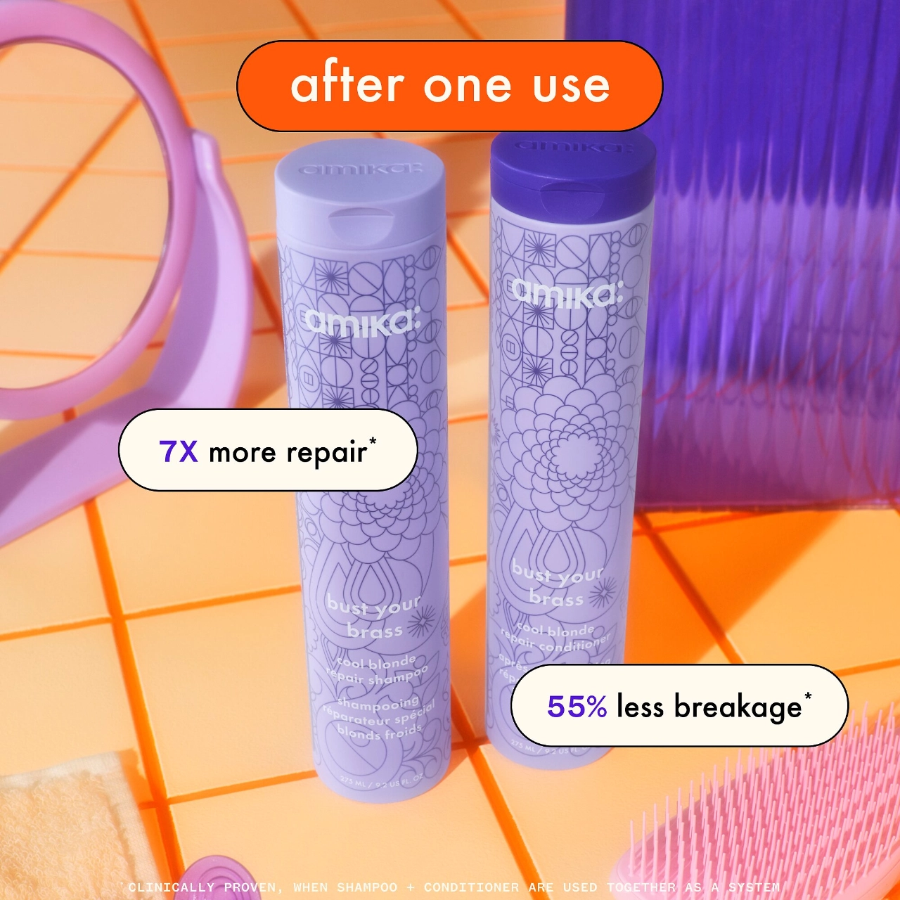 amika Bust Your Brass Blonde Purple Conditioner 9.2 oz / 275 mL - Image 6