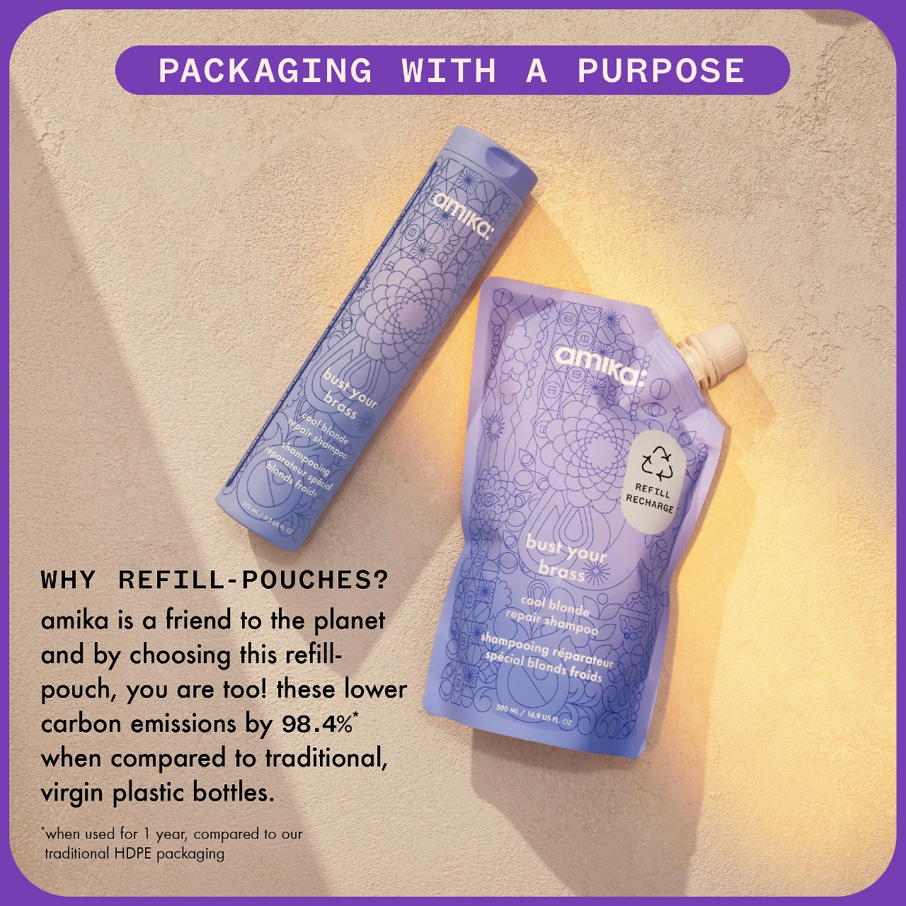 amika Bust Your Brass Blonde Purple Conditioner 9.2 oz / 275 mL - Image 8