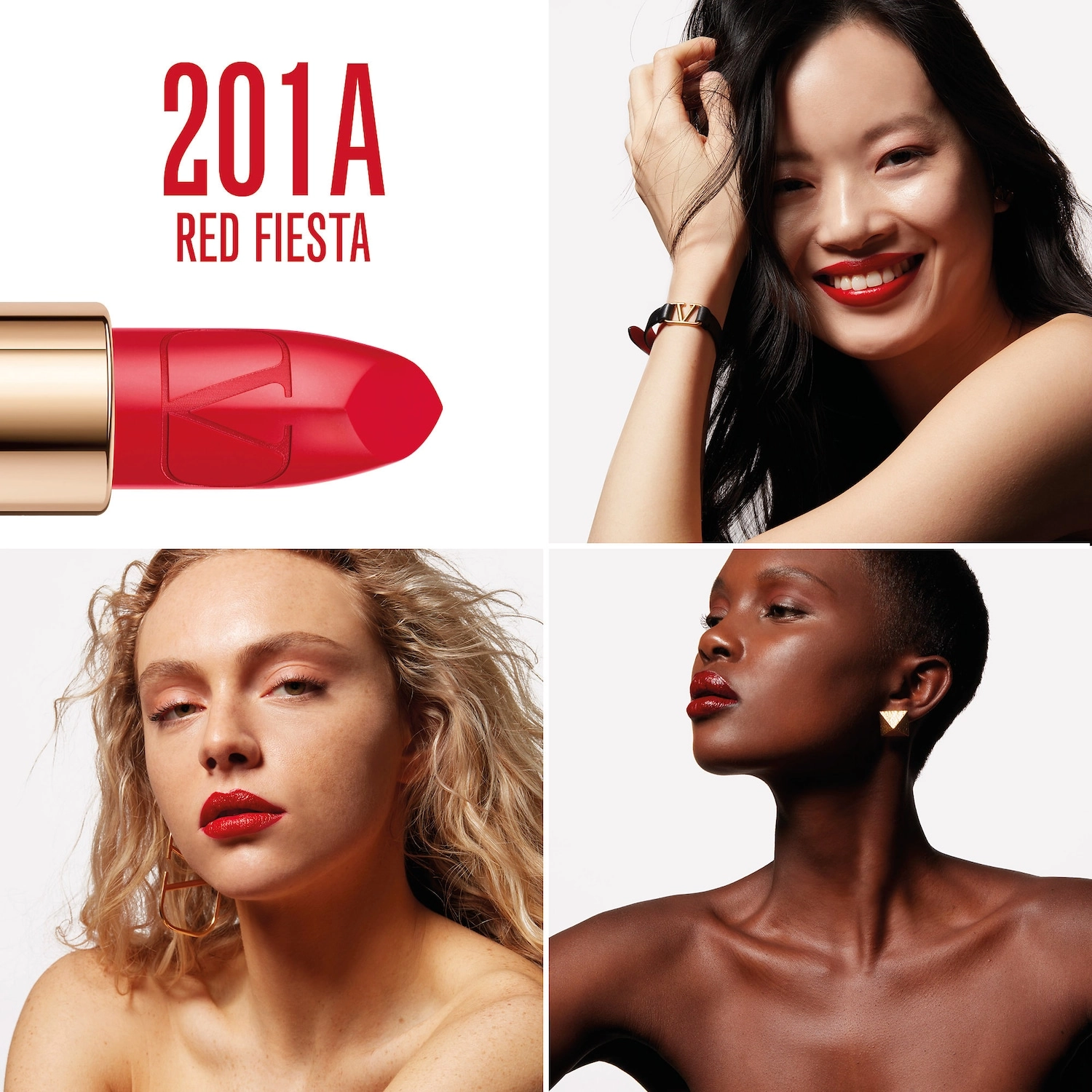 Valentino Rosso Valentino High Pigment Refillable Lipstick Color: 201A Red Fiesta - Bright Warm Red Satin Finish - Image 5