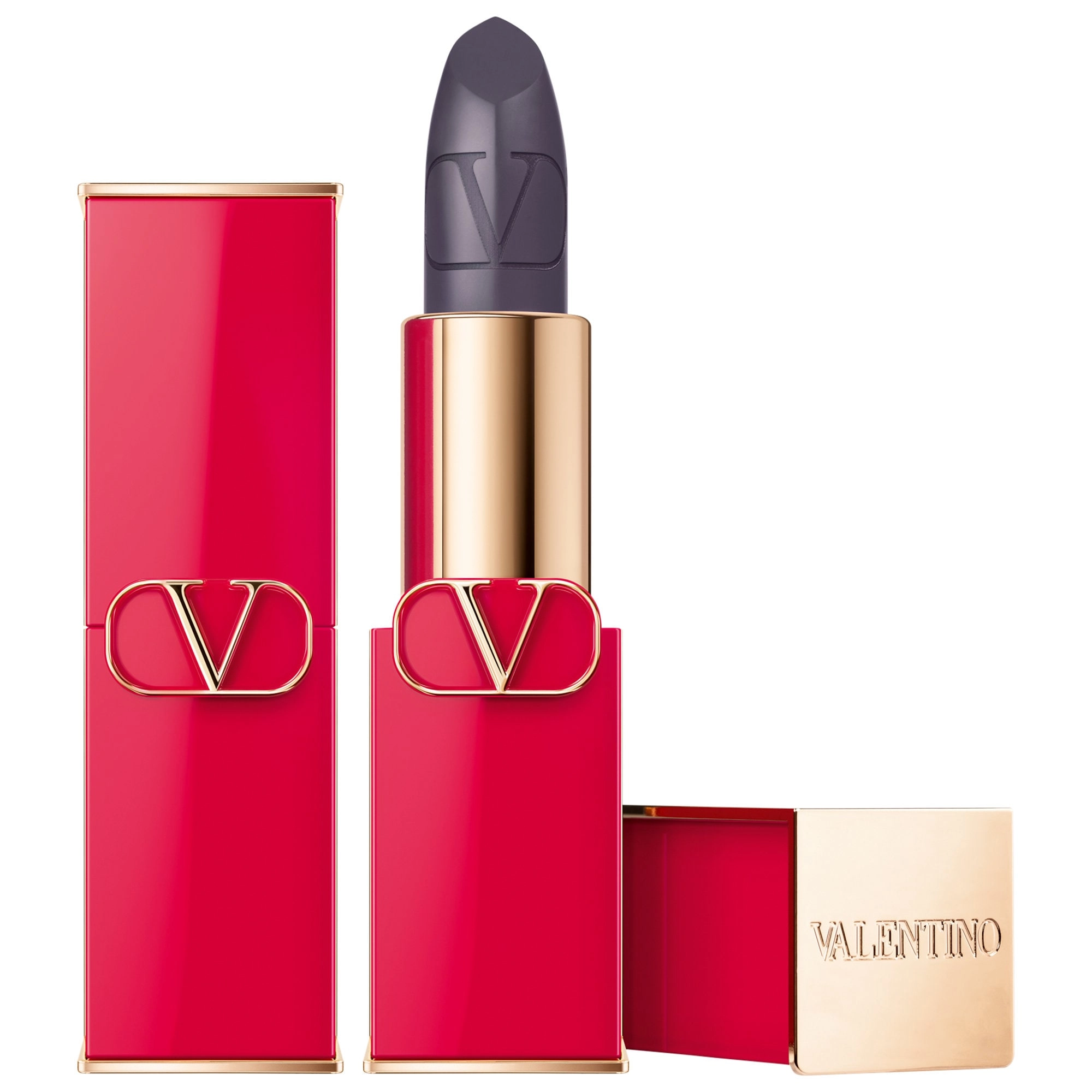 Valentino Rosso Valentino High Pigment Refillable Lipstick Color: 602R Stellar Note - Deep Grey Purple Satin Finish Hydrating