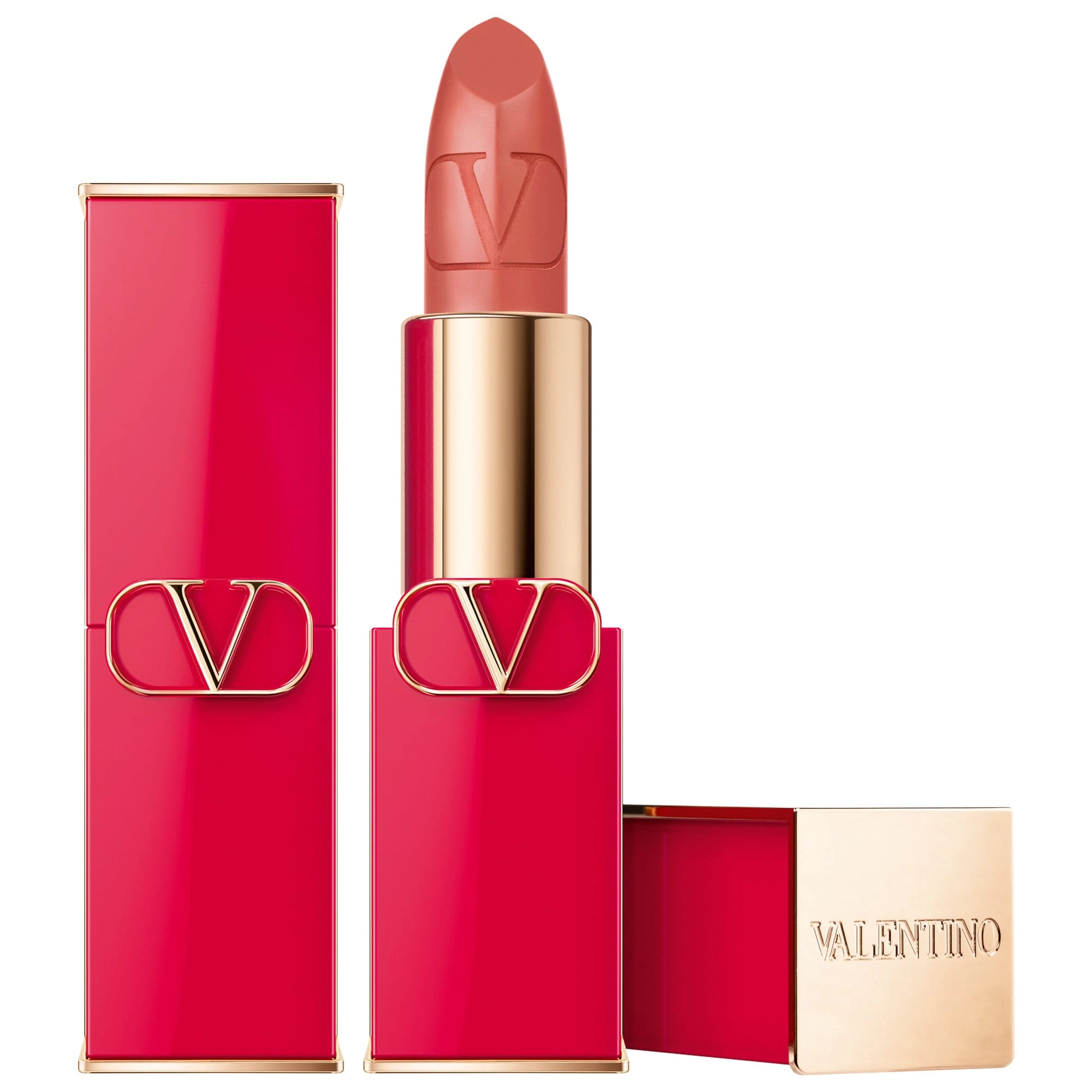 Valentino Rosso Valentino High Pigment Refillable Lipstick Color: 106A Soft Sienna - Nude Peach Satin Finish