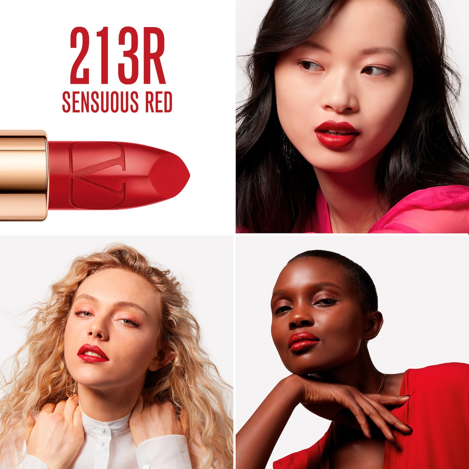 Valentino Rosso Valentino High Pigment Refillable Lipstick Color: 213R Sensuous Red - Satin Finish Hydrating - Image 4