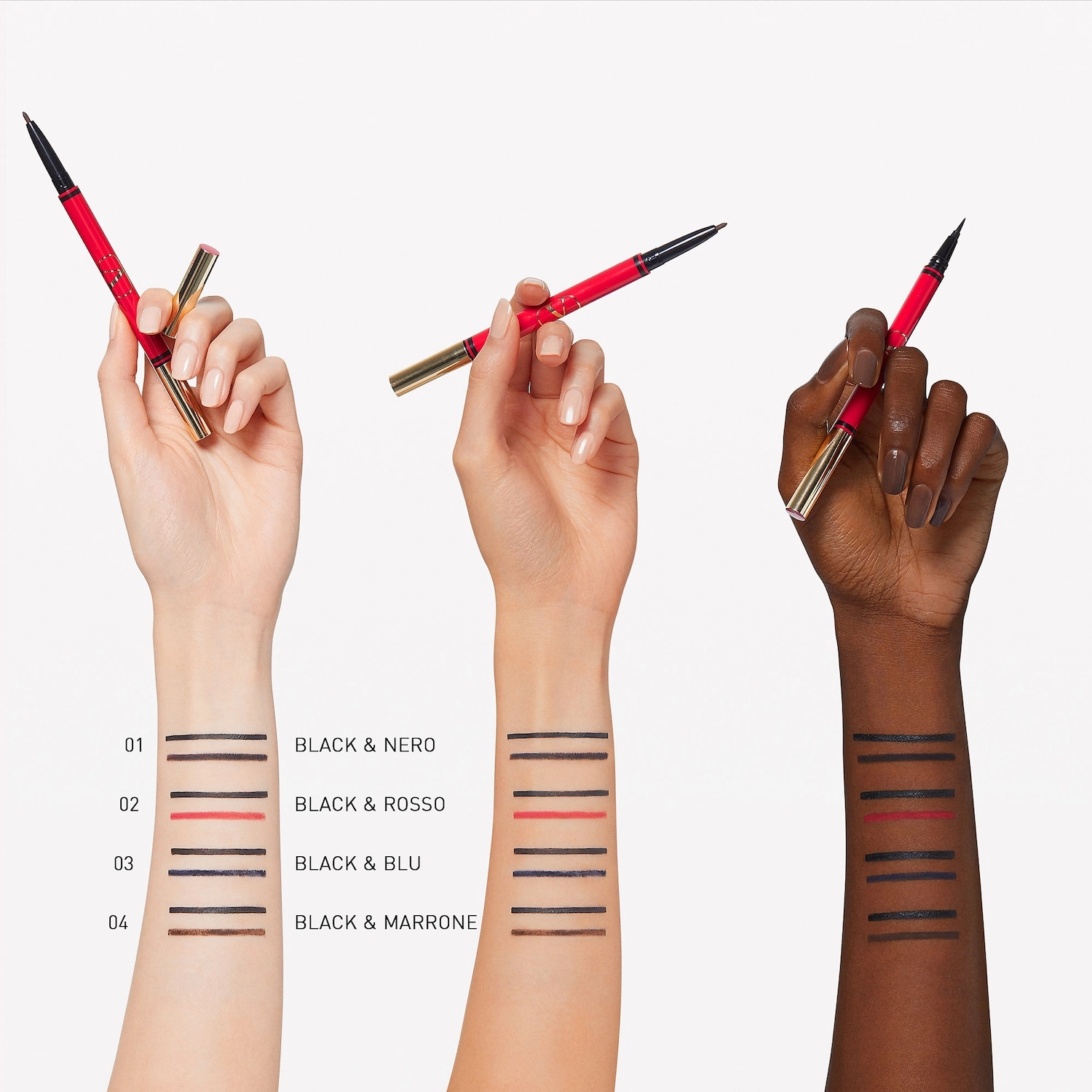 Valentino Twin Liner Gel and Liquid Eyeliner Color: 02 Black and Rosso - Image 3