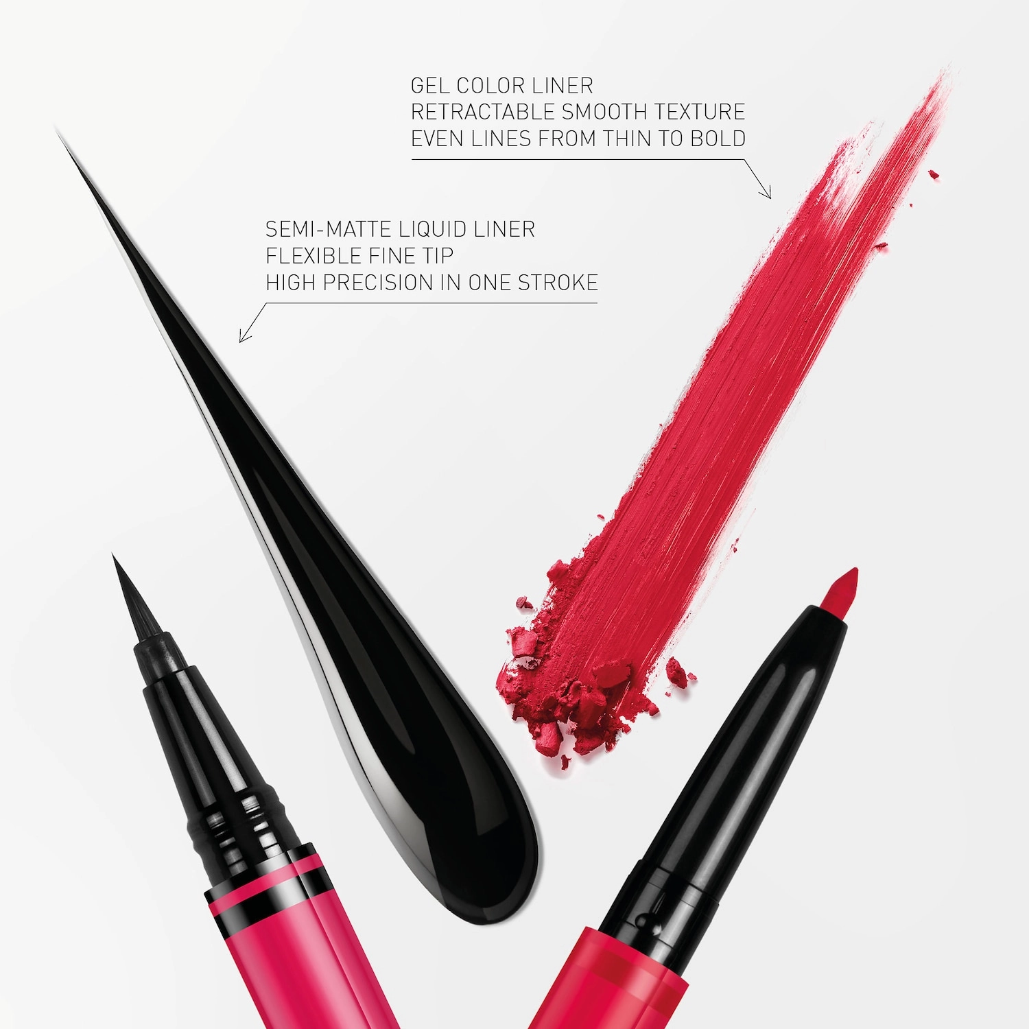 Valentino Twin Liner Gel and Liquid Eyeliner Color: 02 Black and Rosso - Image 2