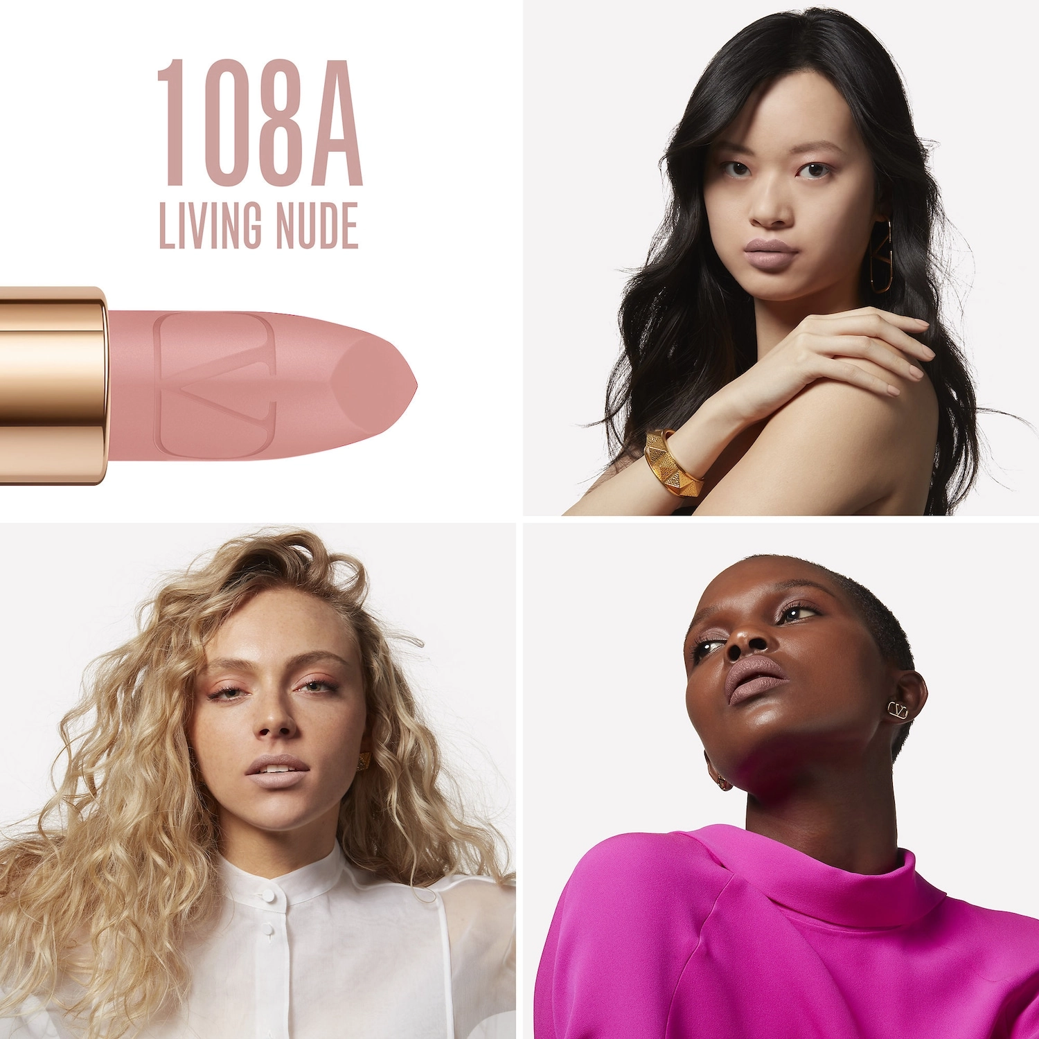 Valentino Rosso Valentino High Pigment Refillable Lipstick Color: 108A Living Nude - Image 3