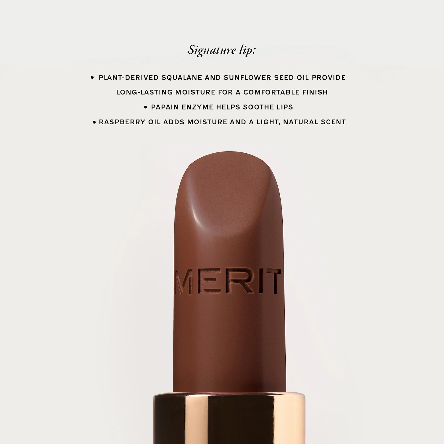 MERIT Signature Lip Lightweight Lipstick Color: 1990 - Deep Brown Vegan - Image 6