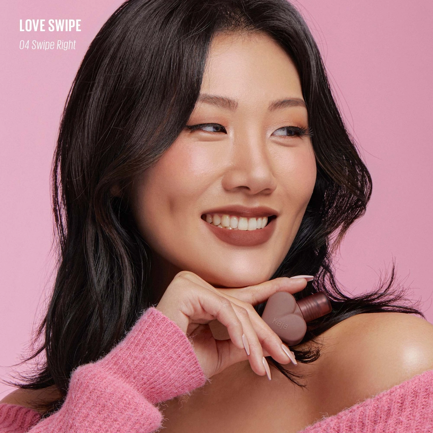 Kaja LOVE SWIPE Lightweight Cushiony Lip Mousse - Color 04 Swipe Right - Brick Brown - Image 7