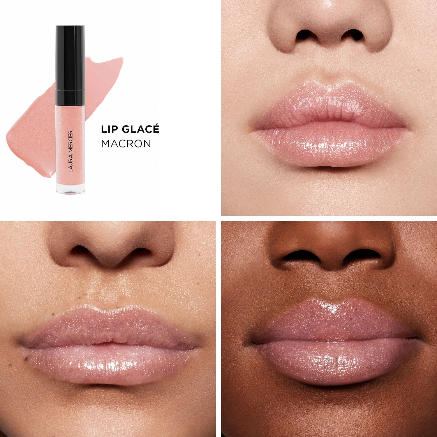 Laura Mercier Lip Glacé Lip Gloss Color 110 Macaron - Clear with Blue Pink - Image 2