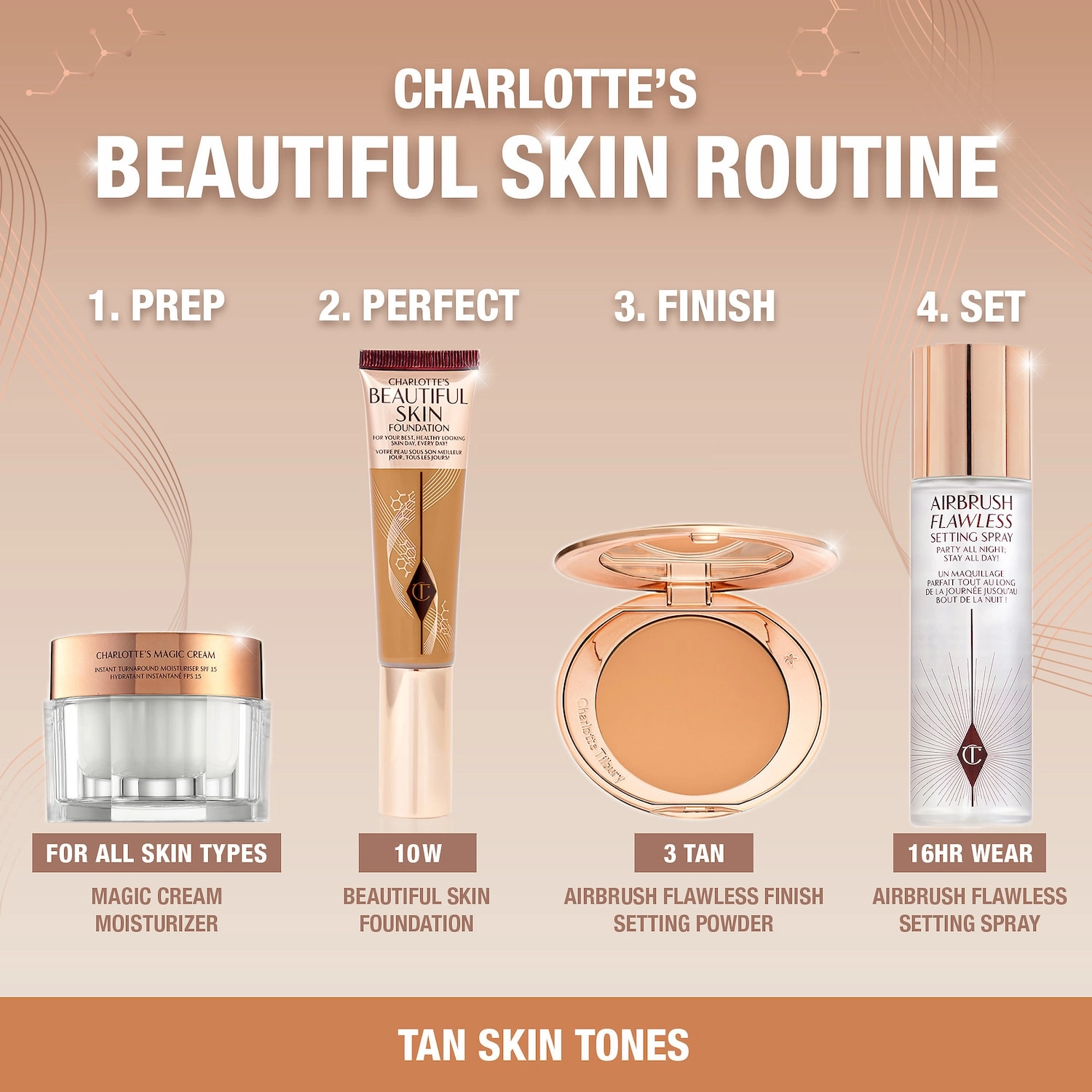 Charlotte Tilbury Beautiful Skin Medium Coverage Liquid Foundation with Hyaluronic Acid 10 Warm - Tan with Warm Golden Undertones - Image 7