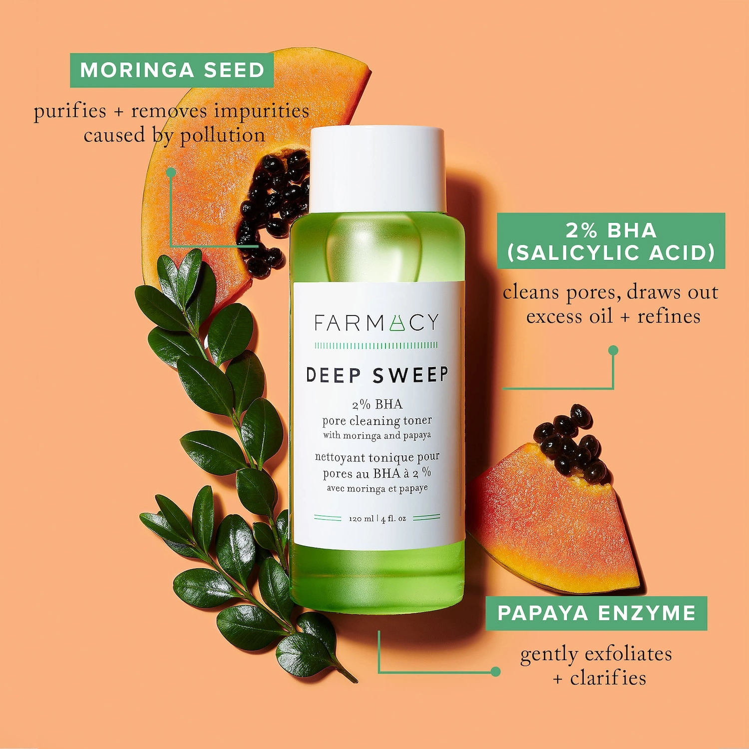 Farmacy Deep Sweep 2% BHA Pore Cleaning Toner with Moringa + Papaya - Vegan, 1.7 oz/50 mL - Image 16