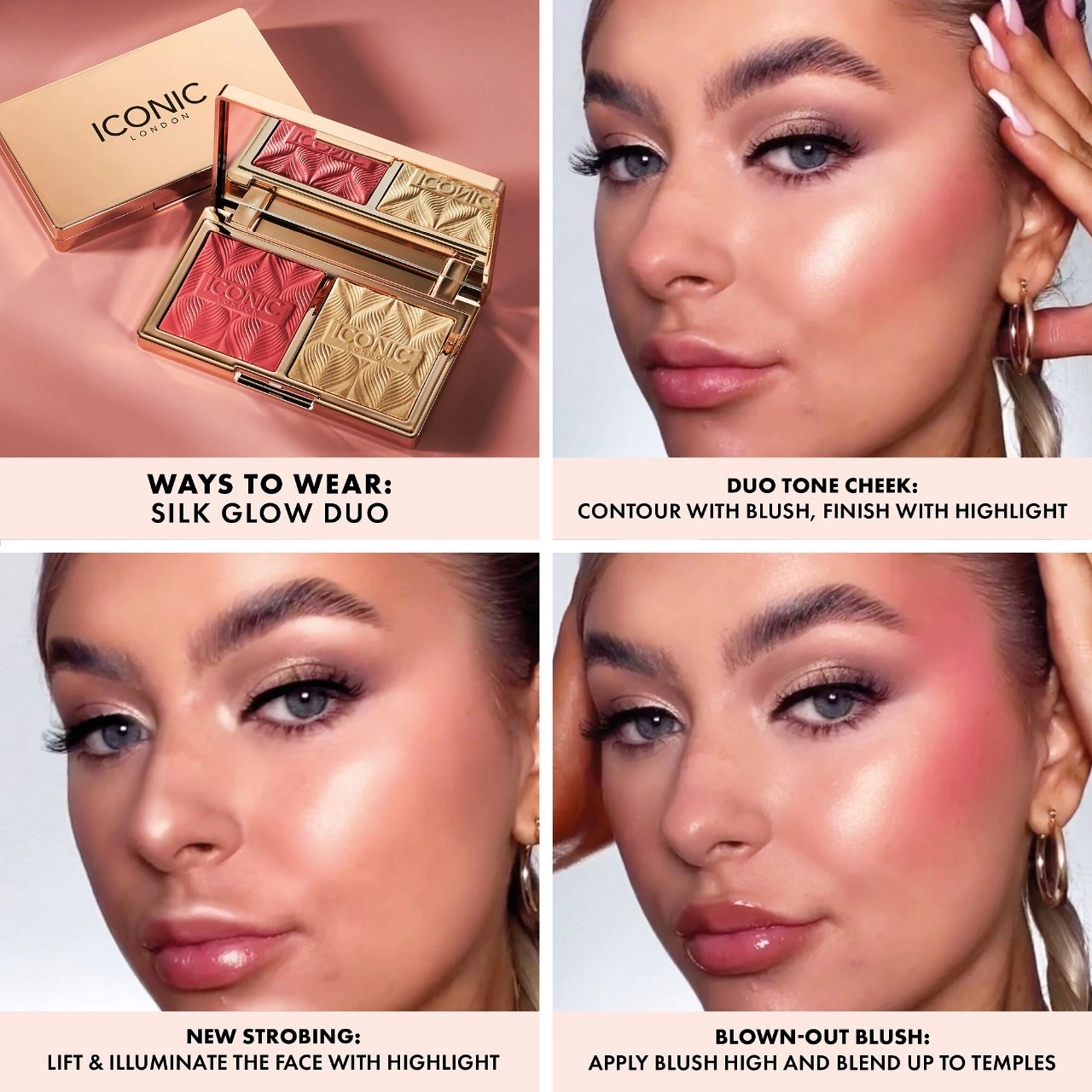 Iconic London Silk Glow Blush and Highlight Duo - Coral Glow Vegan - Image 7