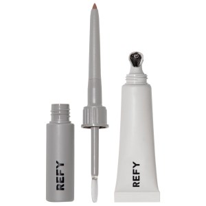REFY Lip Collection: Lip Liner, Setter, and Lip Gloss in Taupe - Light, Cool Brown
