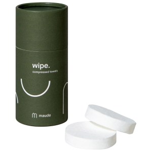 "maude Wipe - Water-Activated, Biodegradable Wipes, 10 Wipes, Vegan, Fragrance-Free, Beauty Collection"