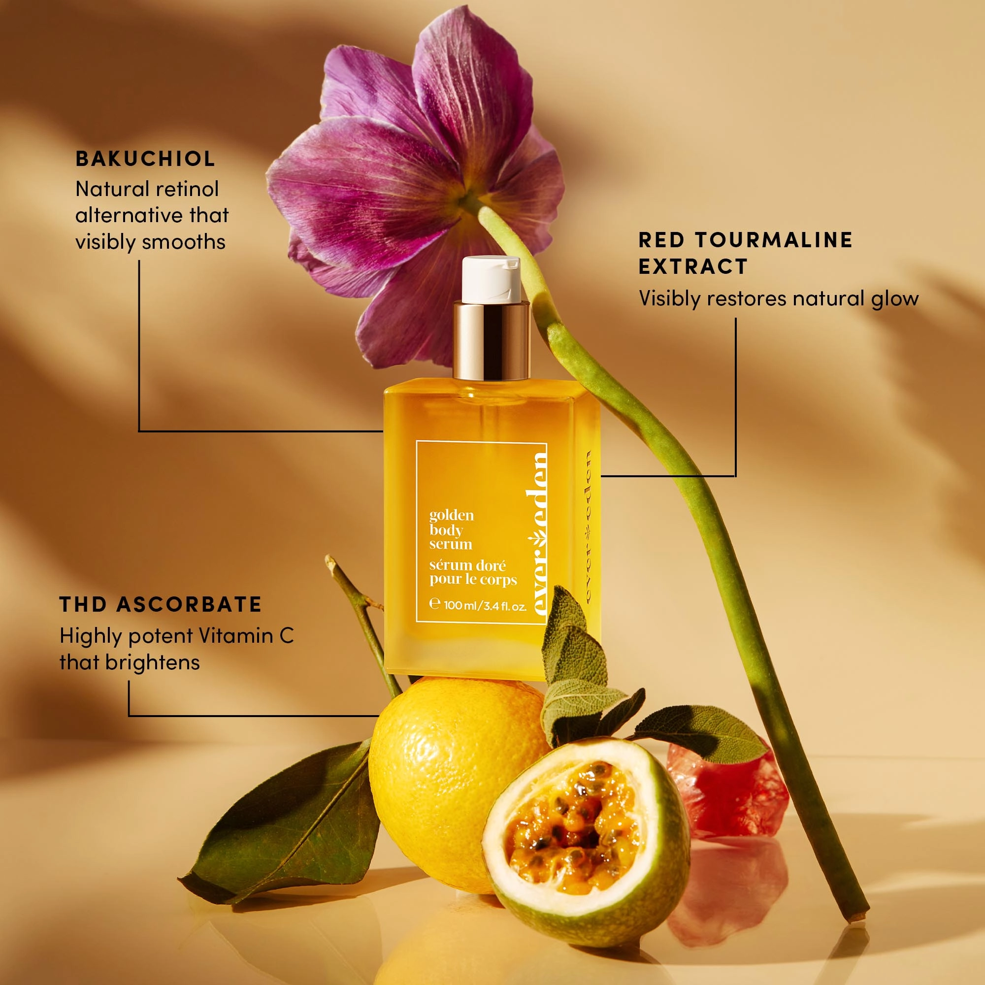 Evereden Golden Body Firming & Brightening Serum - Bakuchiol & Vitamin C 3.4 oz / 100 mL Vegan - Image 5