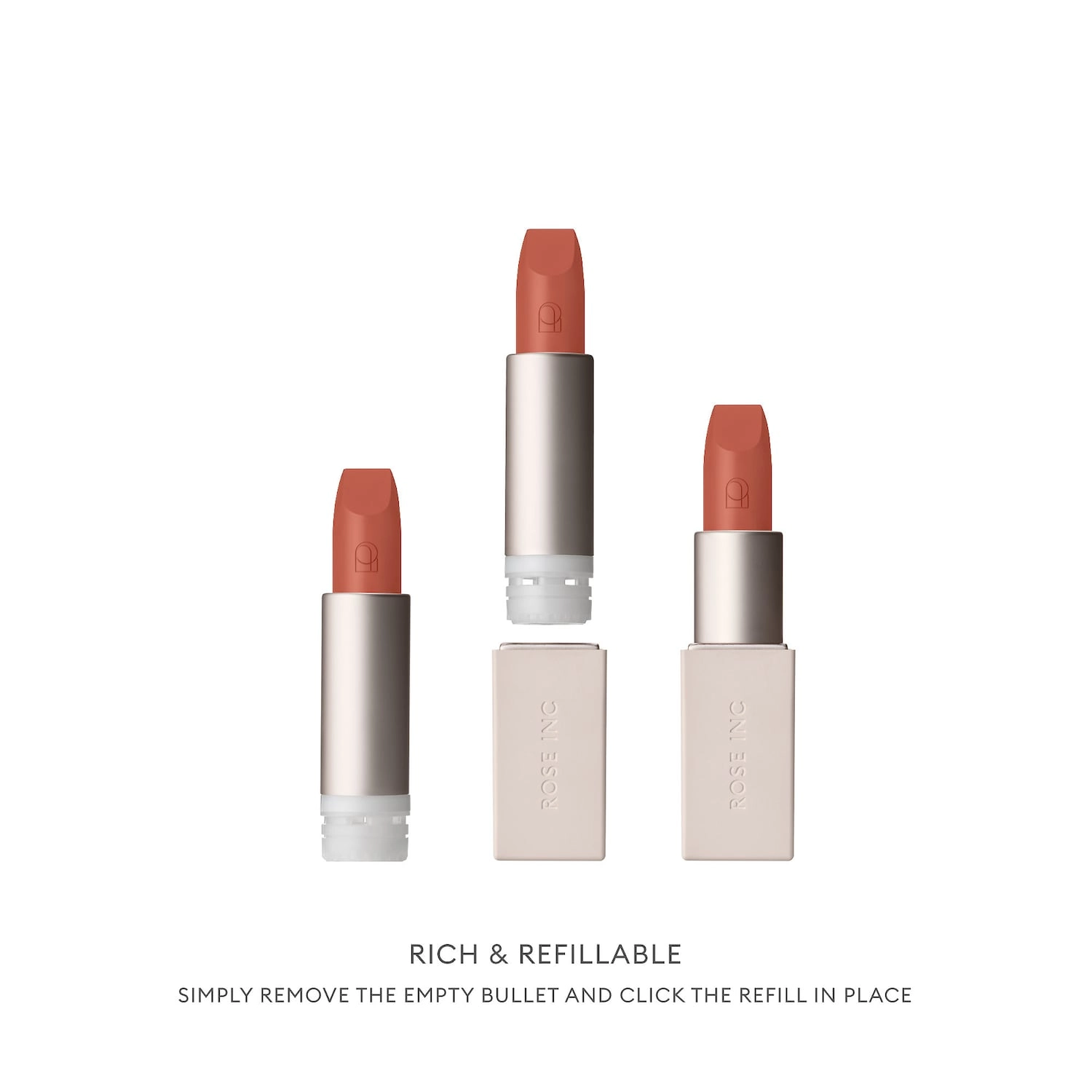 ROSE INC Satin Lip Color Refillable Hydrating Lipstick - Hypnotic, Sandy Beige - Image 2