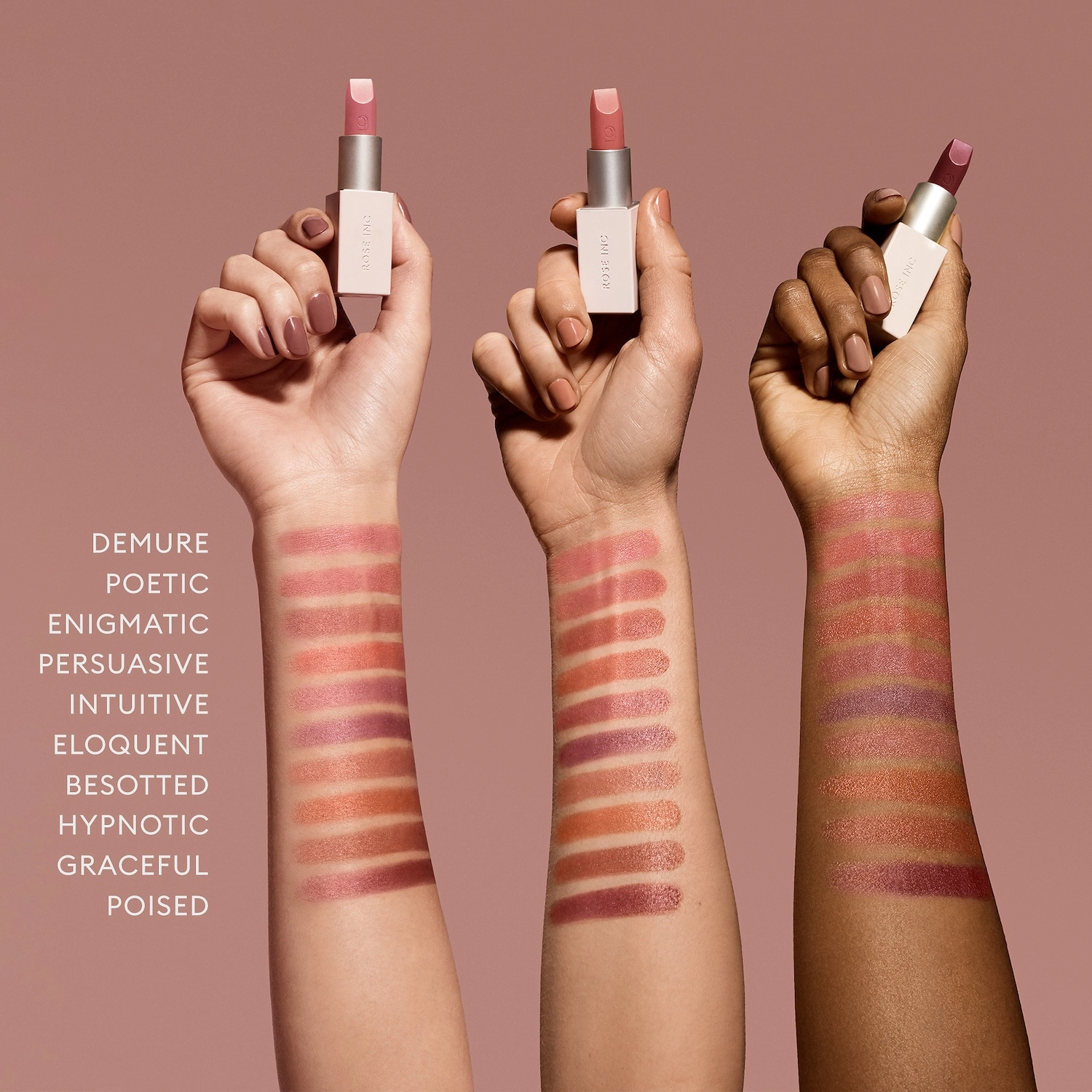 ROSE INC Satin Lip Color Refillable Hydrating Lipstick - Hypnotic, Sandy Beige - Image 10