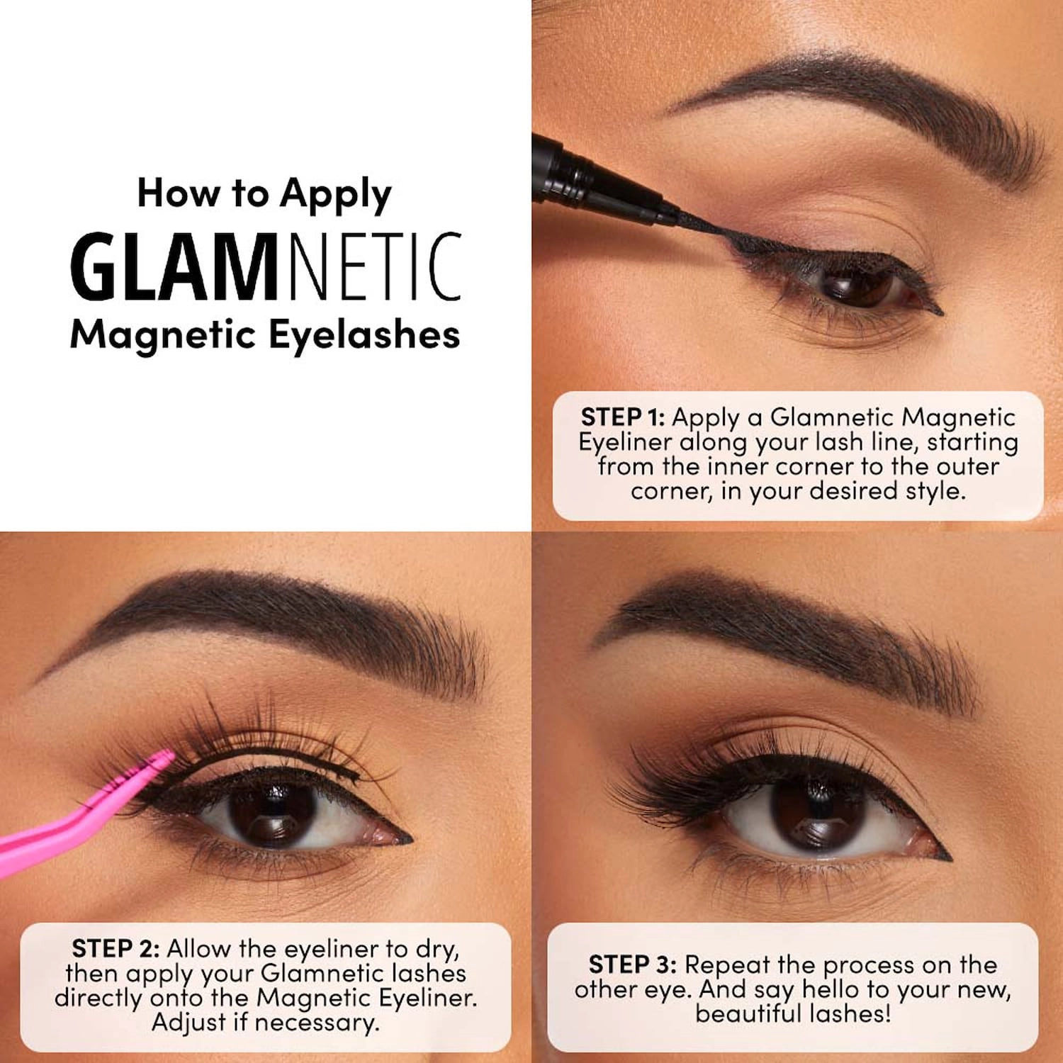 Glamnetic Magnetic False Lashes Color: Lucky - Natural Short Winged Cat Eye Lash - Image 3