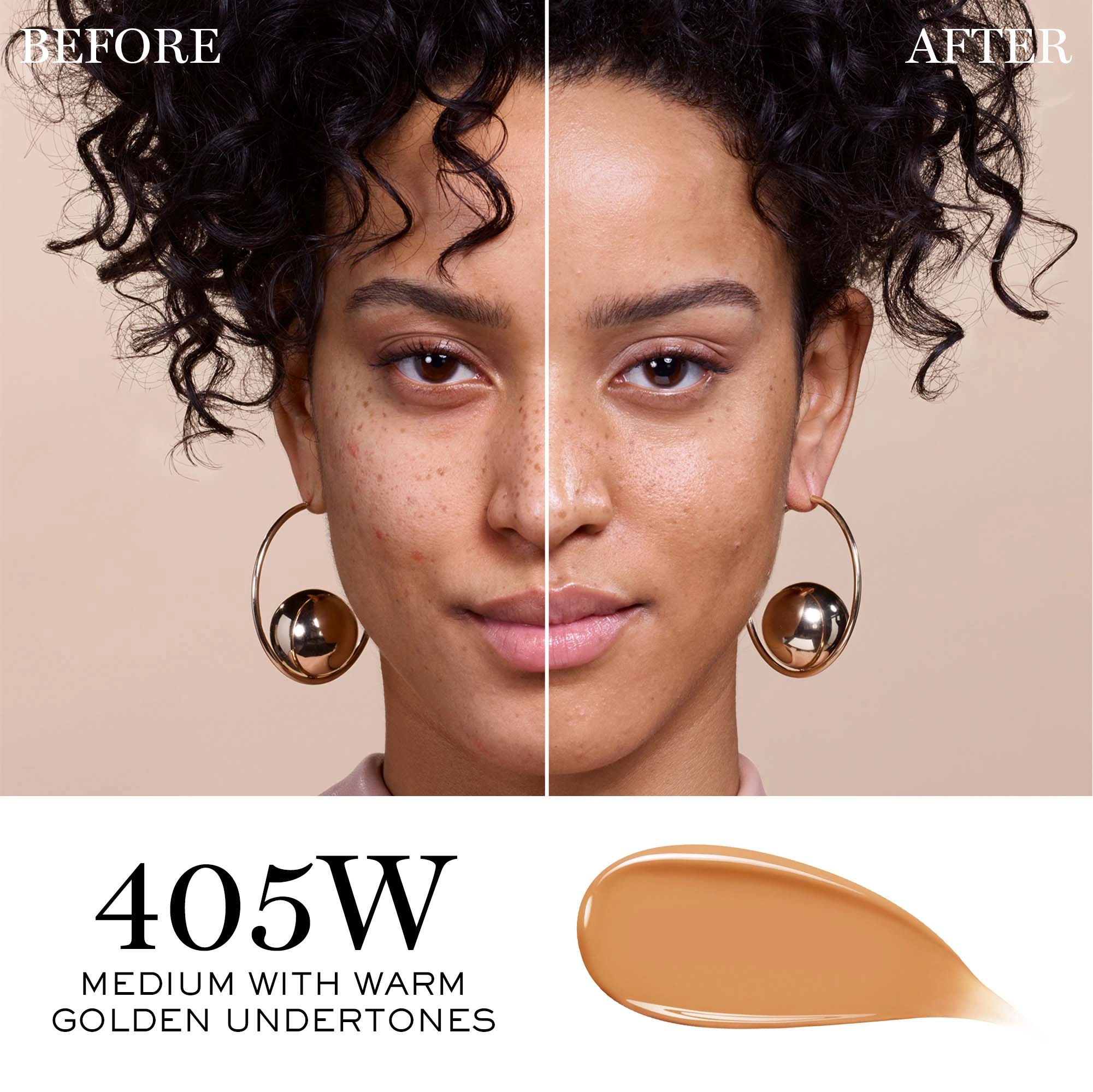 Lancôme Teint Idole Ultra Wear Care & Glow Foundation with Hyaluronic Acid 405W - Medium with Warm Golden Undertones - Image 2