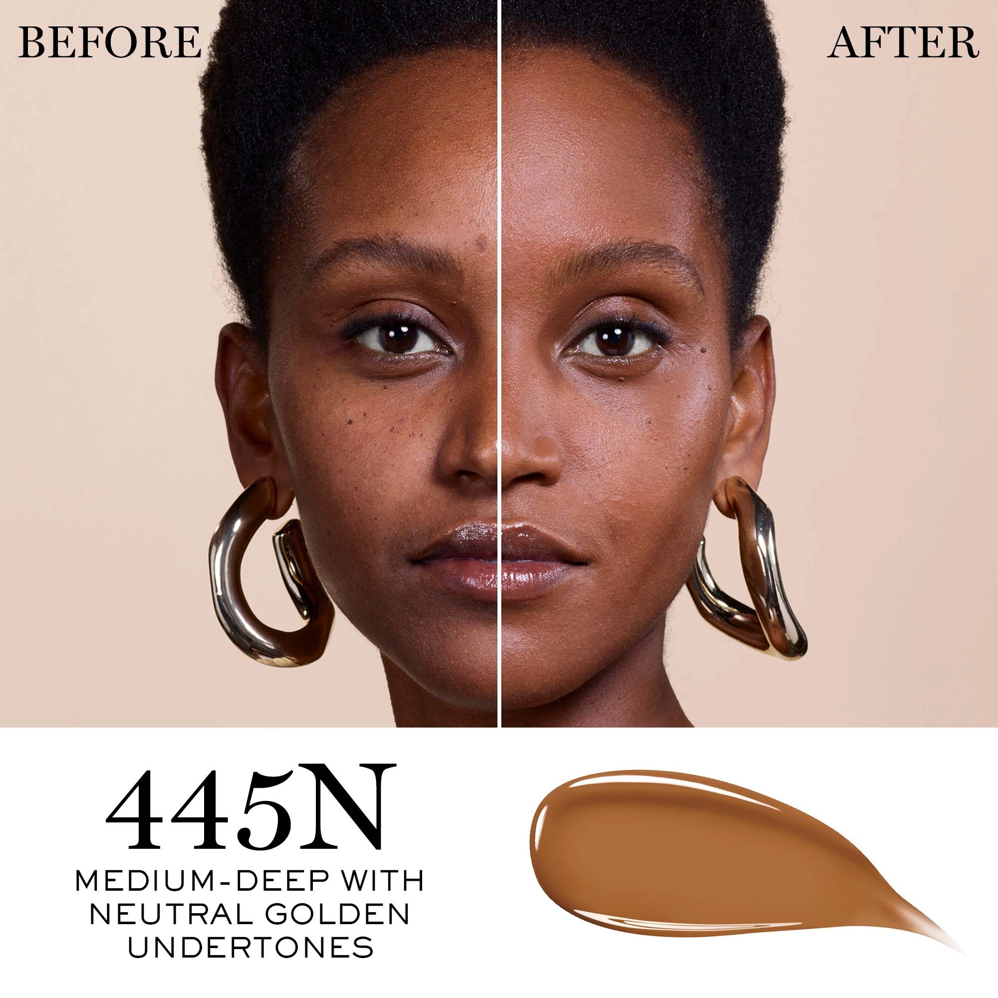 Lancôme Teint Idole Ultra Wear Care & Glow Foundation with Hyaluronic Acid, Color 445N - Medium-Deep with Neutral Golden Undertones - Image 2