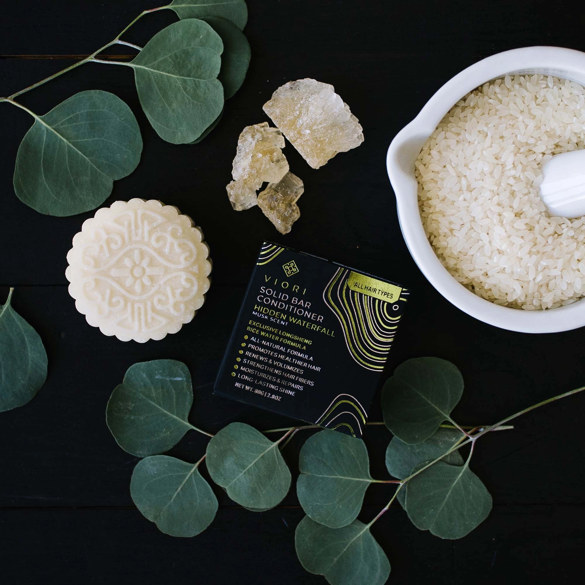 Viori Hair Shampoo & Conditioner Bar Set with Bamboo Holder Set Type: Hidden Waterfall - Image 10