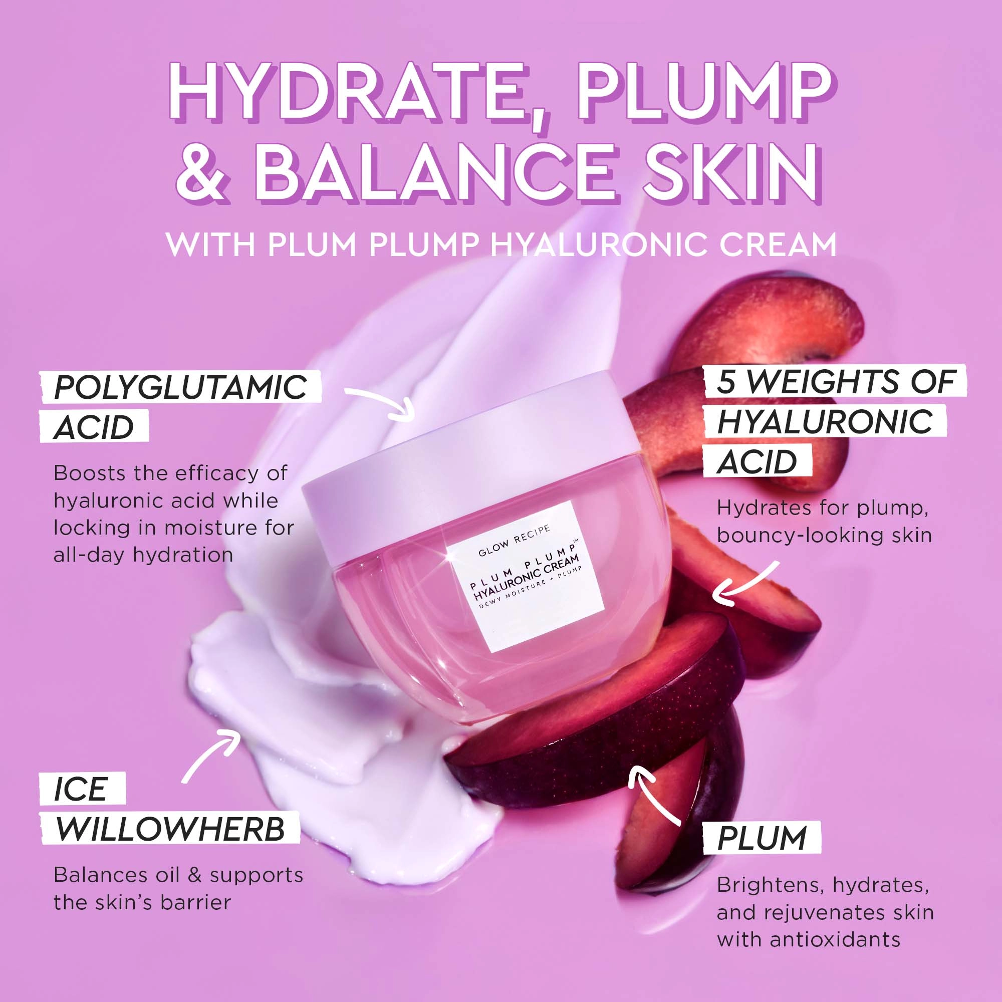 Glow Recipe Mini Plum Plump Hyaluronic Acid Moisturizer, 0.68 oz / 20 mL, Refill Available - Image 3