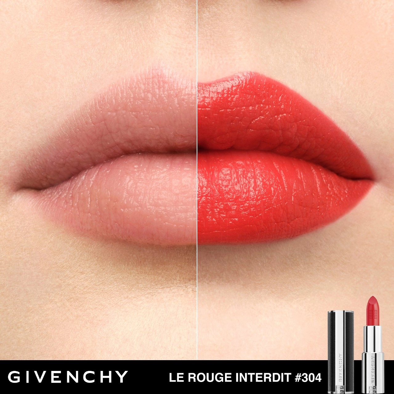 Givenchy Rouge Interdit Intense Silk Satin Matte Lipstick in N304 MANDARINE BOLÉRO - Orange Mid-Toned Coral - Image 4