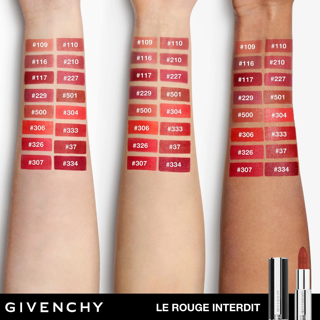 Givenchy Rouge Interdit Intense Silk Satin Matte Lipstick in N501 BRUN ÉPICÉ - Deep Red Based Brown - Image 2