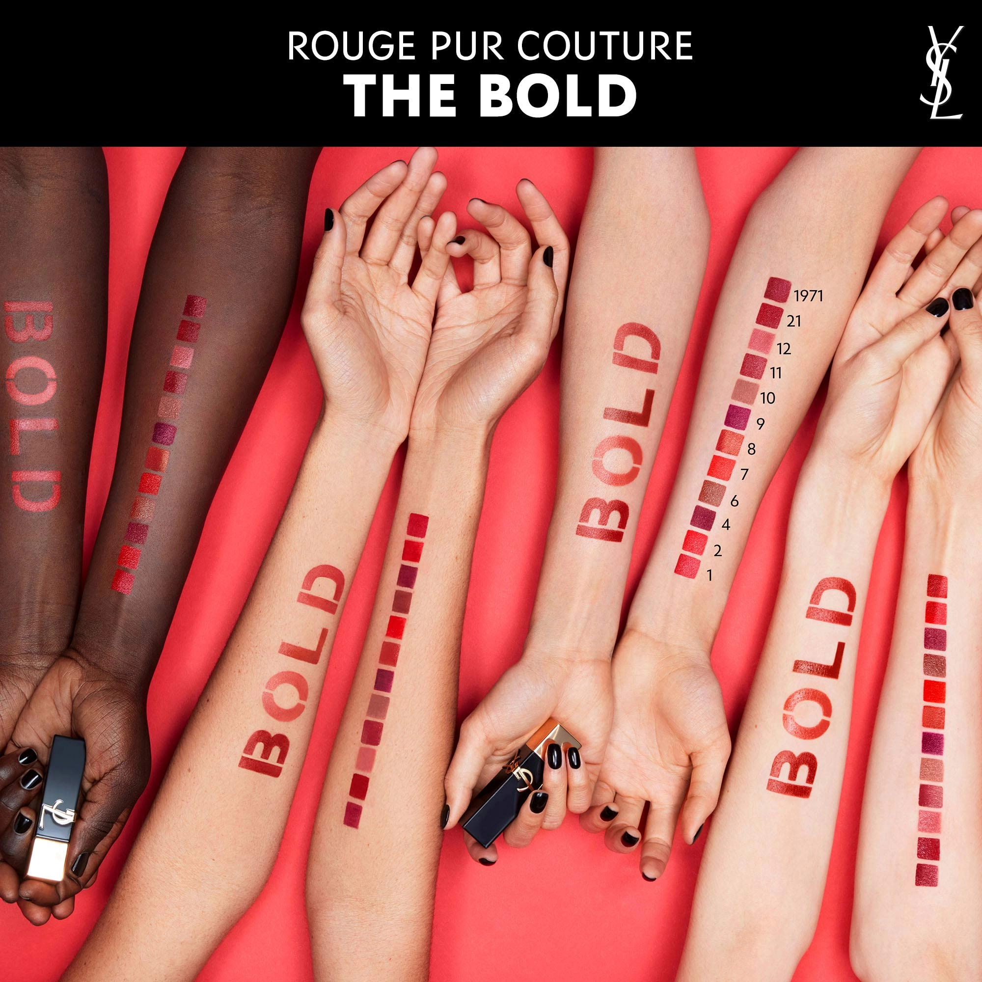 Yves Saint Laurent The Bold High Pigment Lipstick Color: 1971 Rouge Provocation - Classic Red - Image 2
