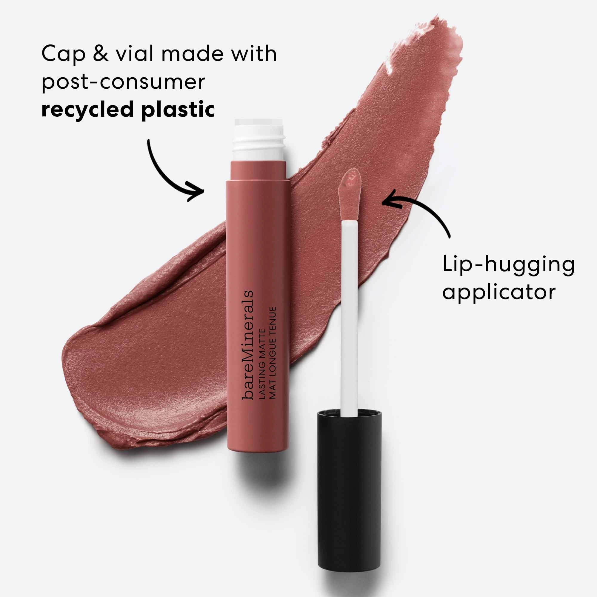 bareMinerals Mineralist Lasting Matte Liquid Lipstick Color: Influential - Blushing Mauve Pink Vegan - Image 6