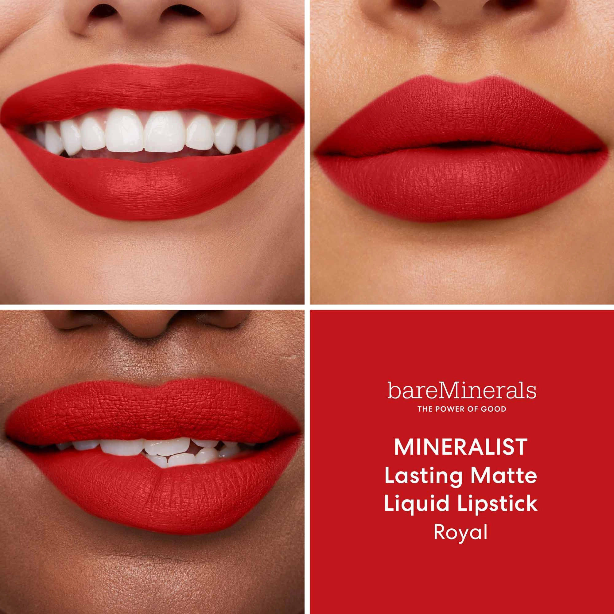 bareMinerals Mineralist Lasting Matte Liquid Lipstick Color: Royal - True Vibrant Neutral Red Vegan - Image 2