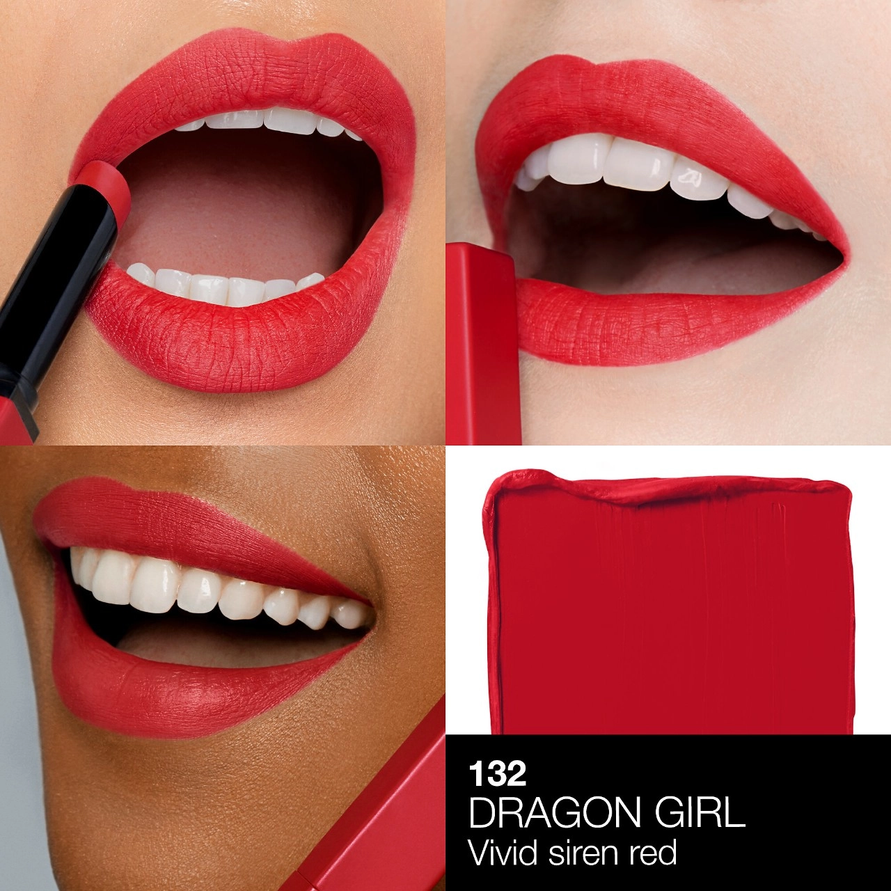 NARS Powermatte Long-Lasting Lipstick Color: Dragon Girl - 132 - Vivid Siren Red - Image 3