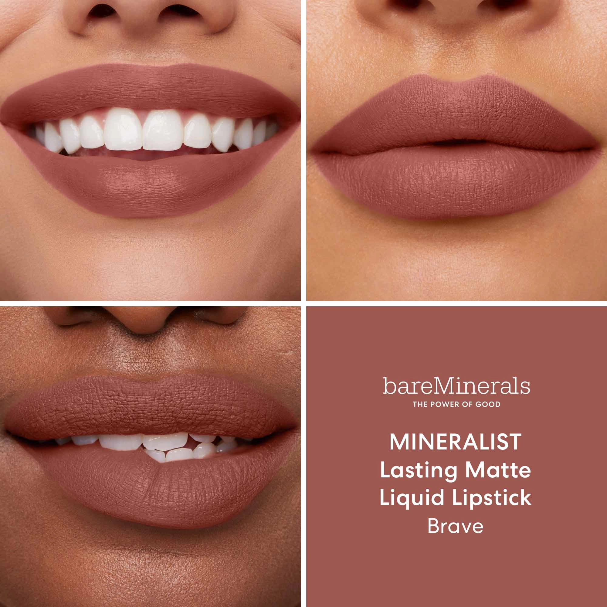 bareMinerals Mineralist Lasting Matte Liquid Lipstick Color: Brave - Mid Tone Dirty Nude - Image 2