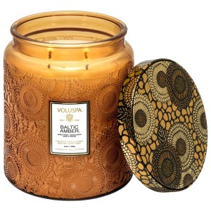 VOLUSPA Baltic Amber Glass Candle 44 oz / 1247 g Earthy & Woody Warm Woods