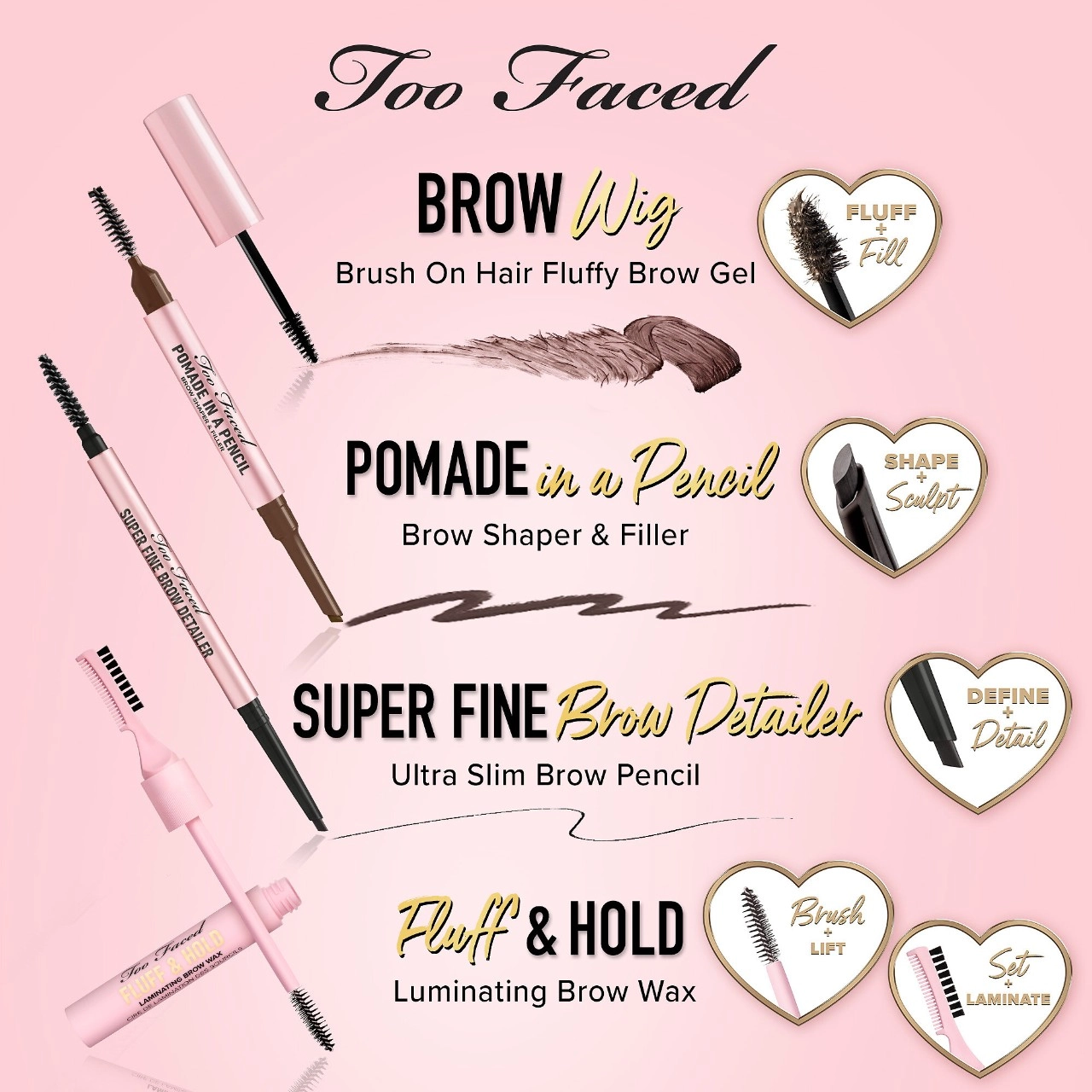 Too Faced Brow Wig Brush on Eyebrow Gel - Soft Black - Image 7