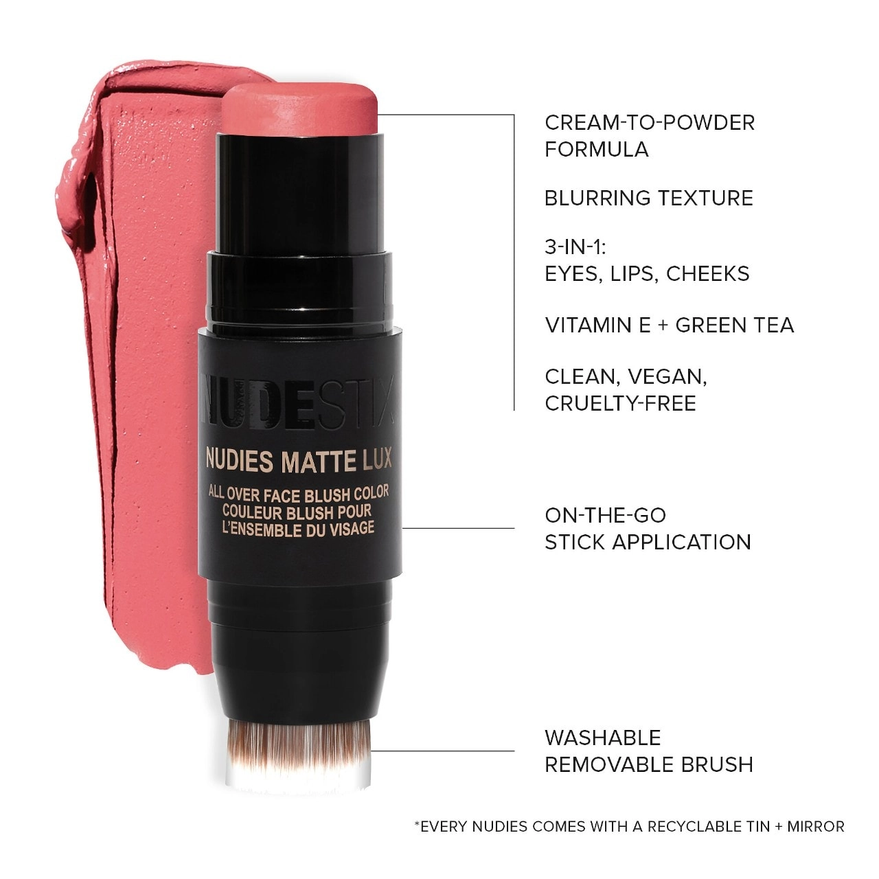 NUDESTIX Nudies Cream Blush All-Over-Face Color - Juicy Melons - Image 3