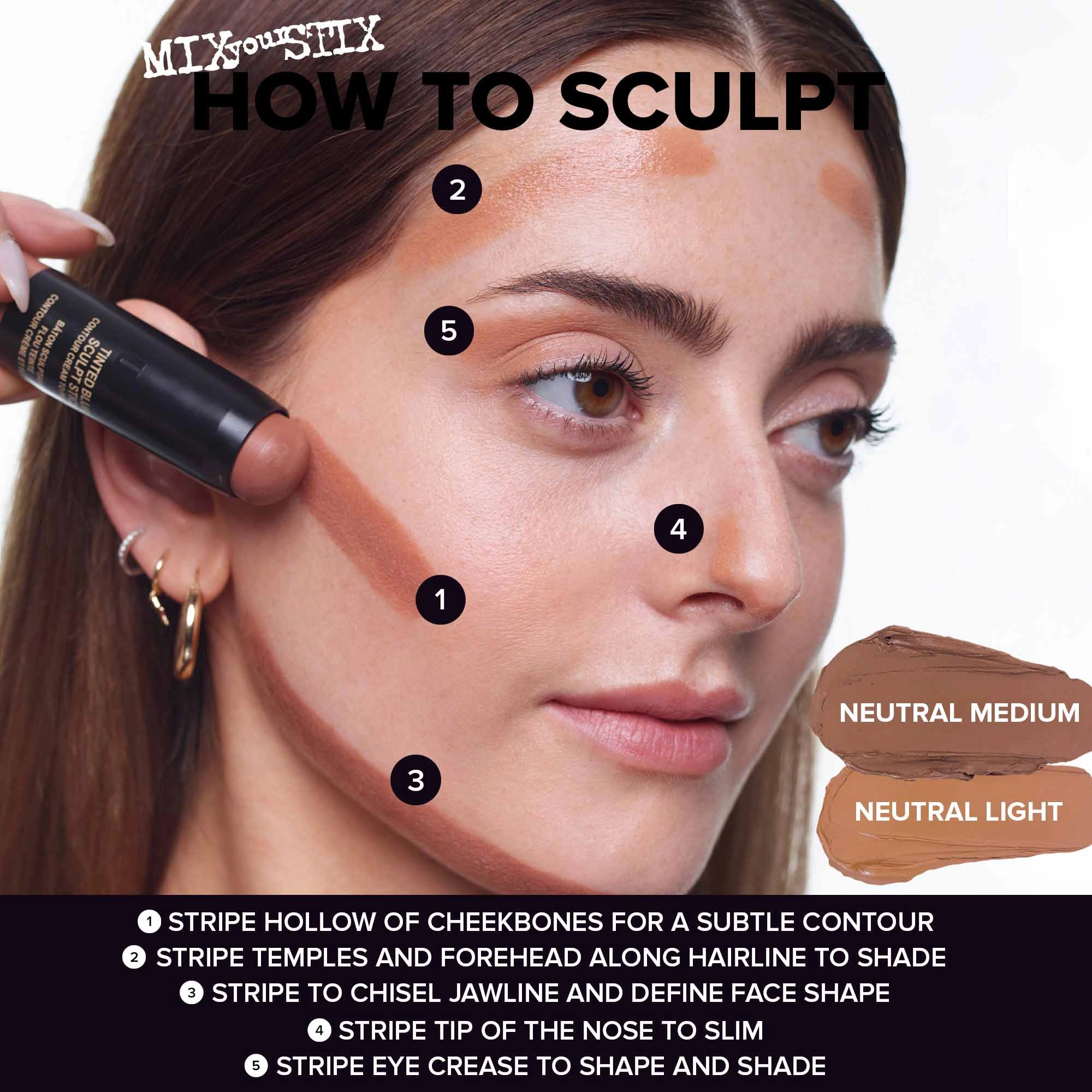 NUDESTIX Tinted Blur Contour Sculpting Stick - Neutral Light - Image 4