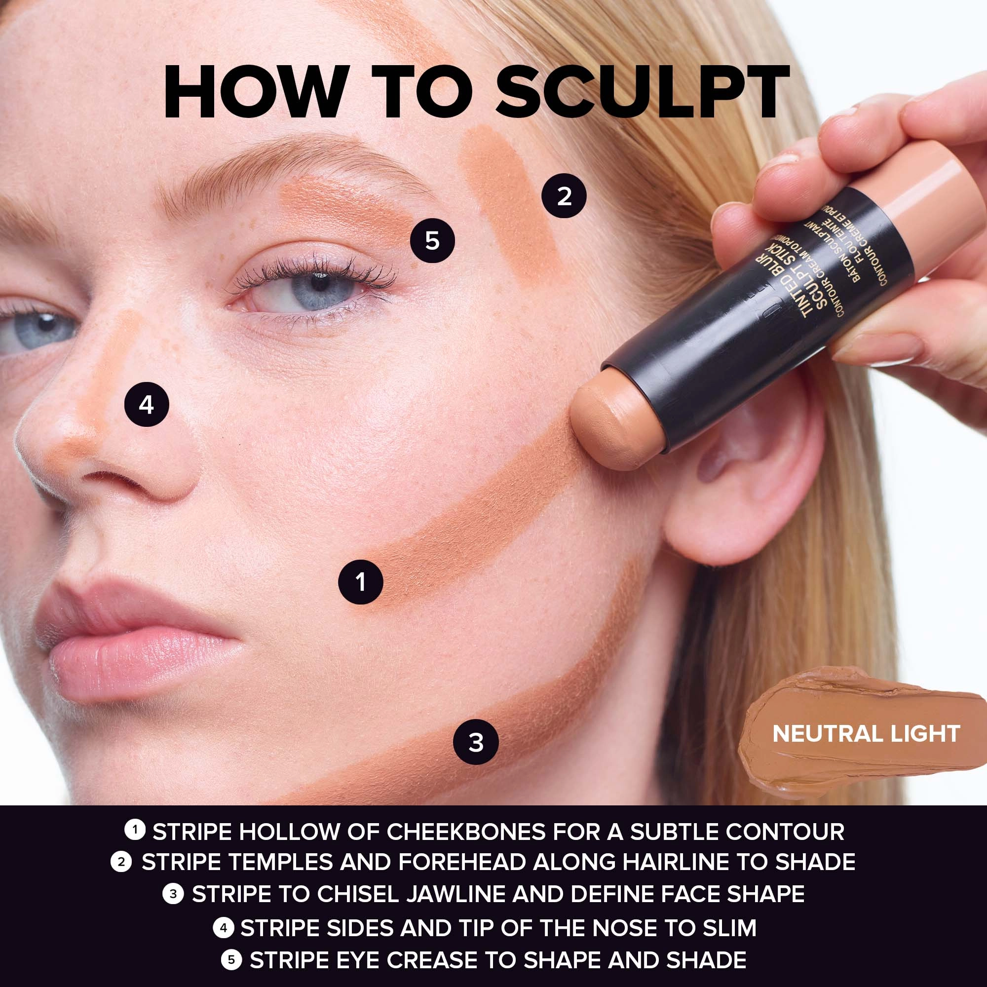 NUDESTIX Tinted Blur Contour Sculpting Stick - Neutral Light - Image 6