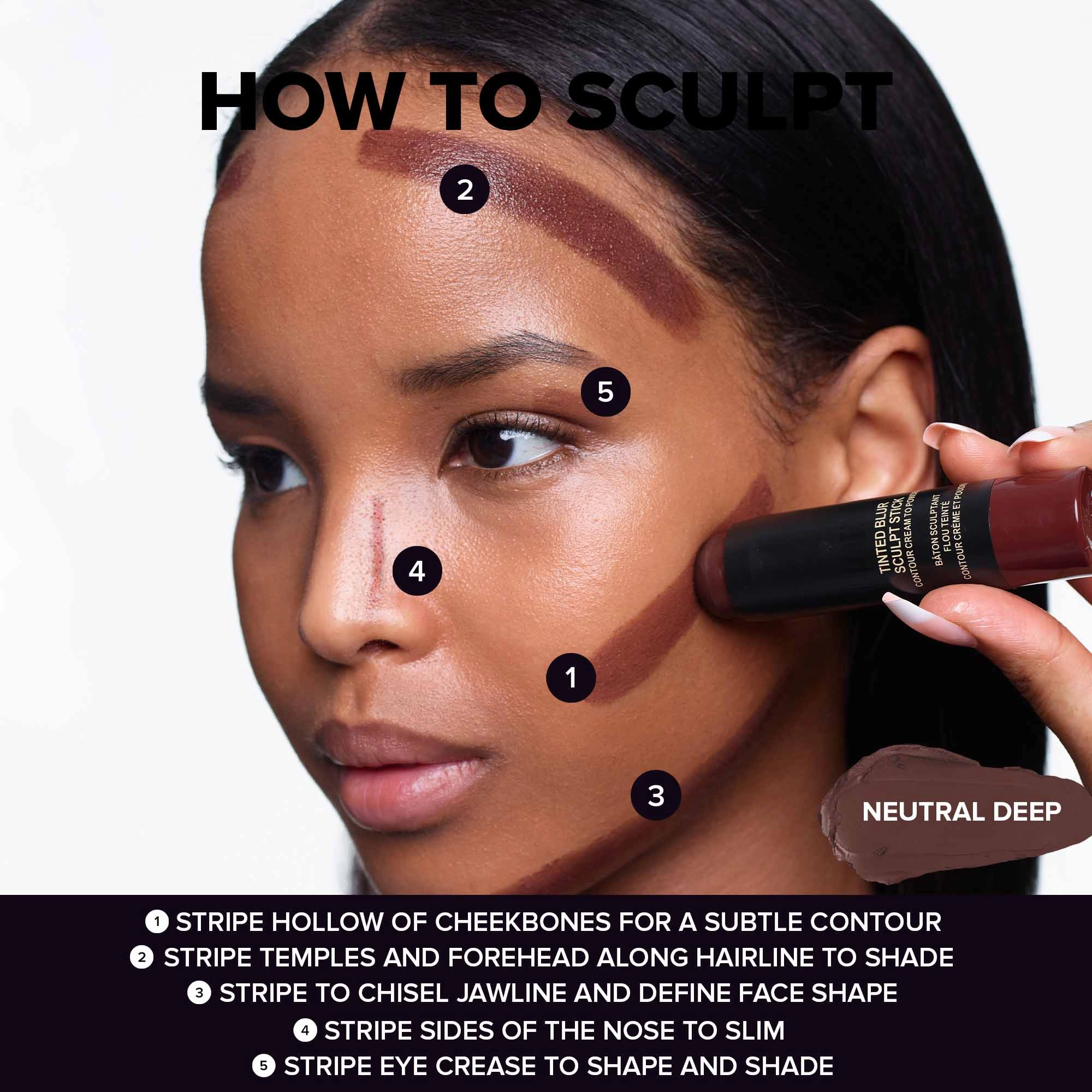 NUDESTIX Tinted Blur Contour Sculpting Stick - Neutral Deep - Image 4