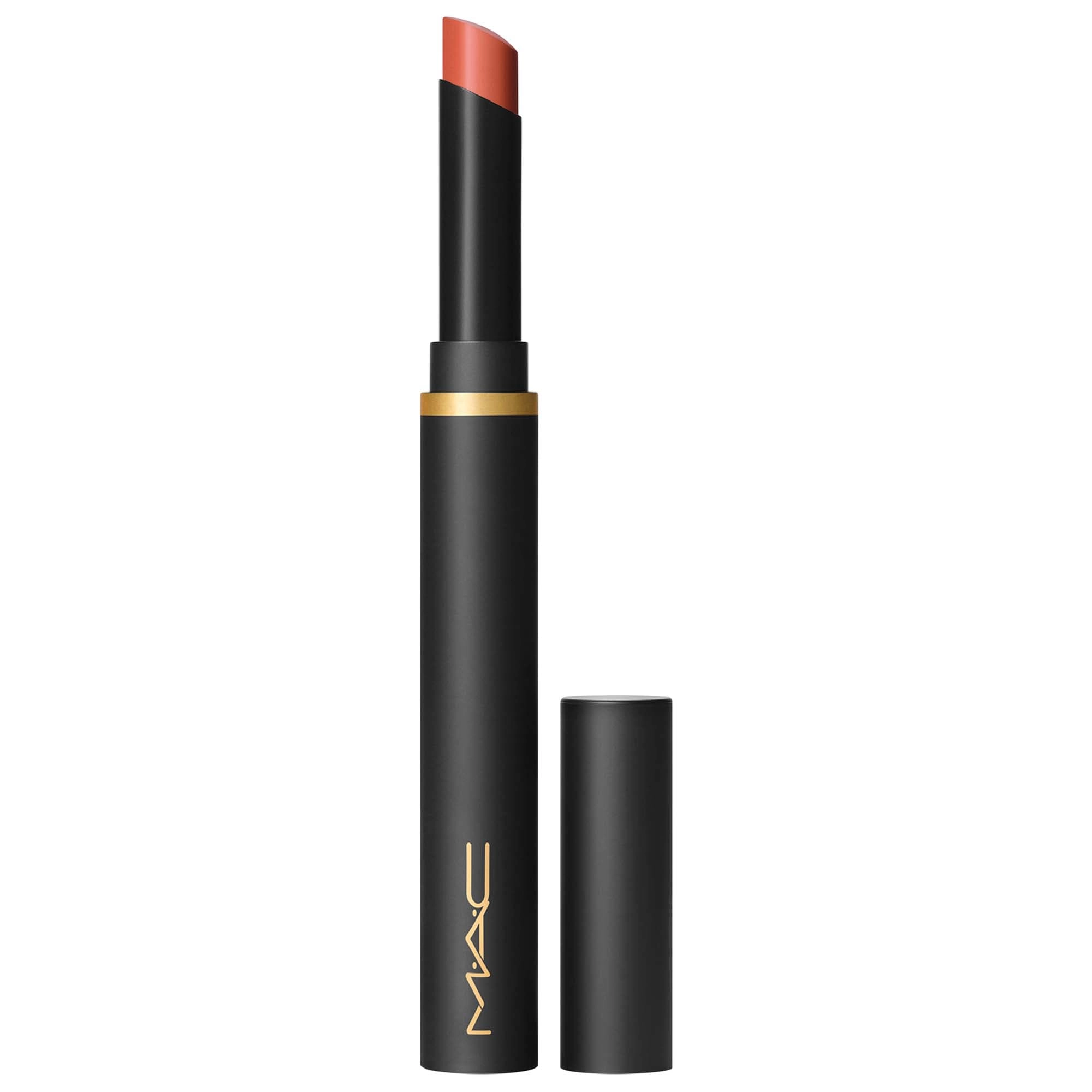 MAC Cosmetics Powder Kiss Velvet Blur Slim Stick Lipstick Color: Marrakesh-Mere - Intense Orange Brown