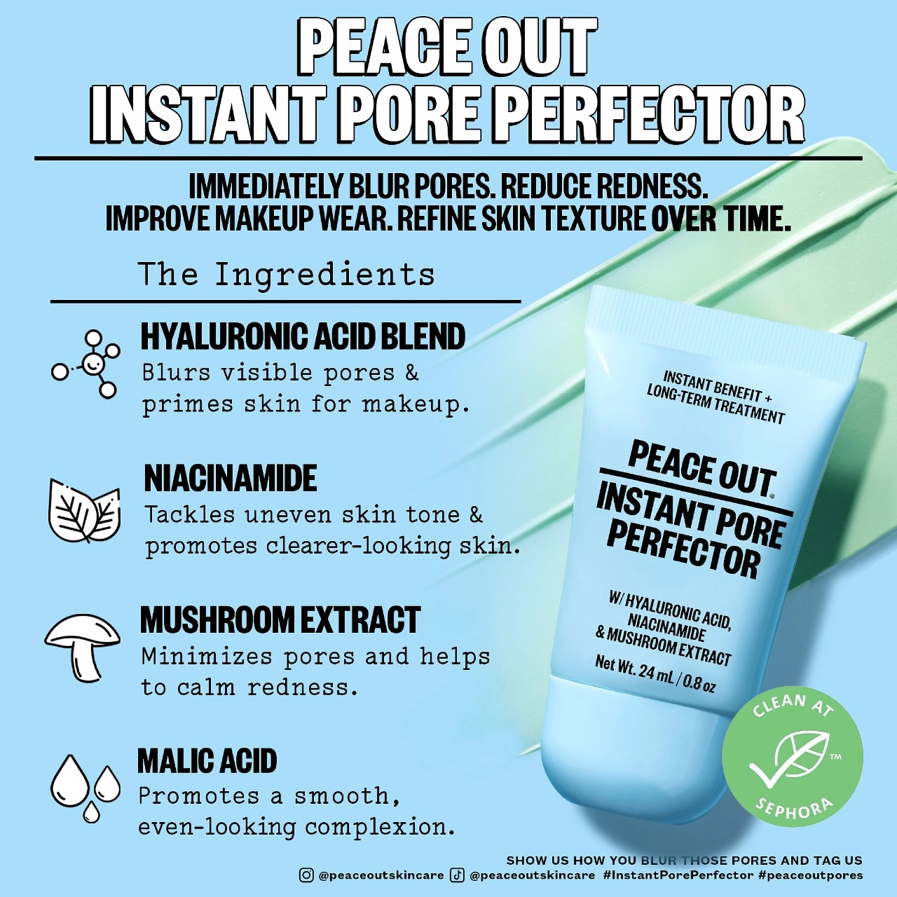 Peace Out Instant Pore Perfector 0.8 oz / 23 g Vegan Niacinamide - Image 7