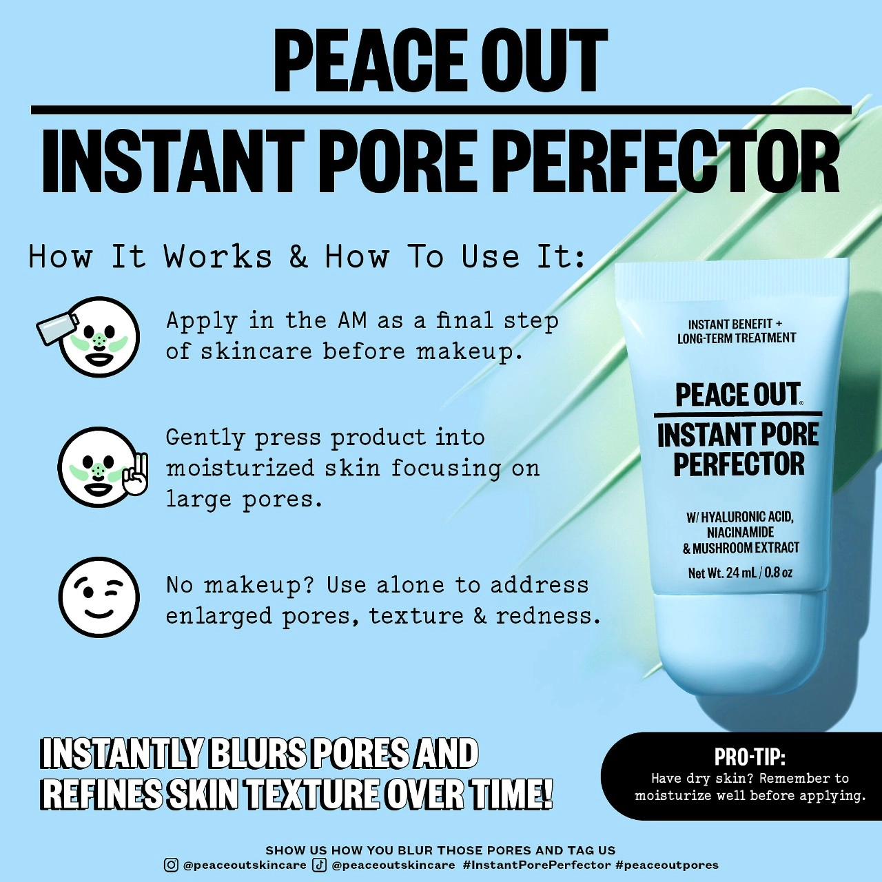 Peace Out Instant Pore Perfector 0.8 oz / 23 g Vegan Niacinamide - Image 8