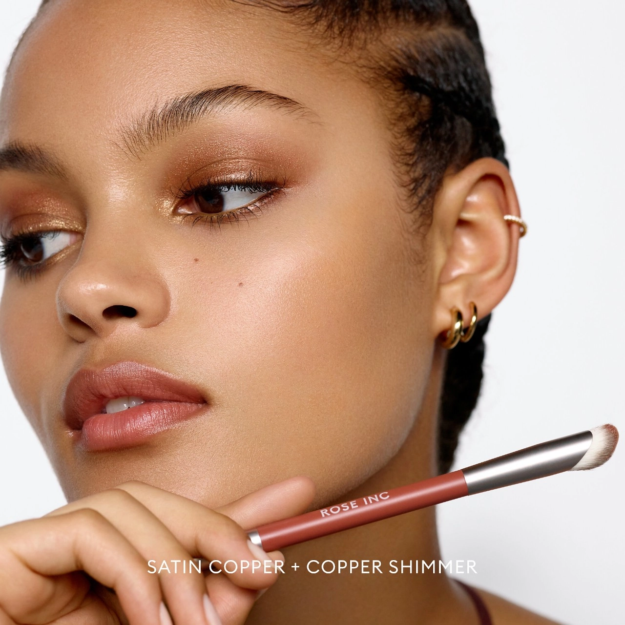 ROSE INC Satin & Shimmer Duet Powder & Cream Eyeshadow - Satin Copper / Copper Shimmer - Image 4