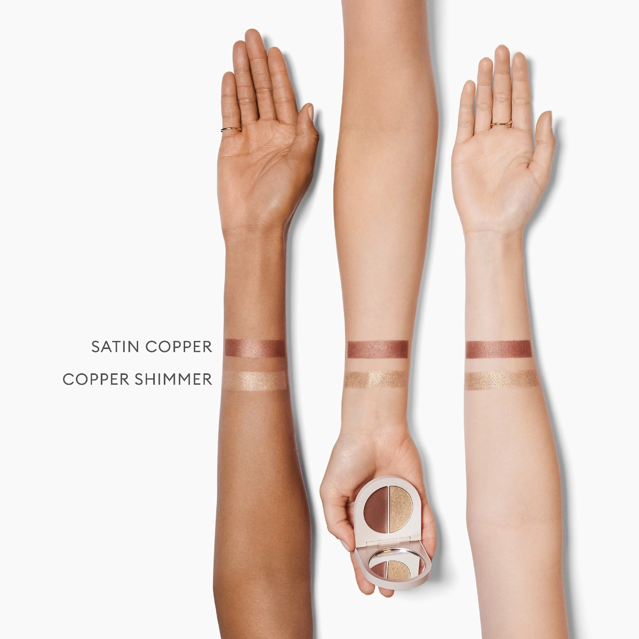 ROSE INC Satin & Shimmer Duet Powder & Cream Eyeshadow - Satin Copper / Copper Shimmer - Image 6