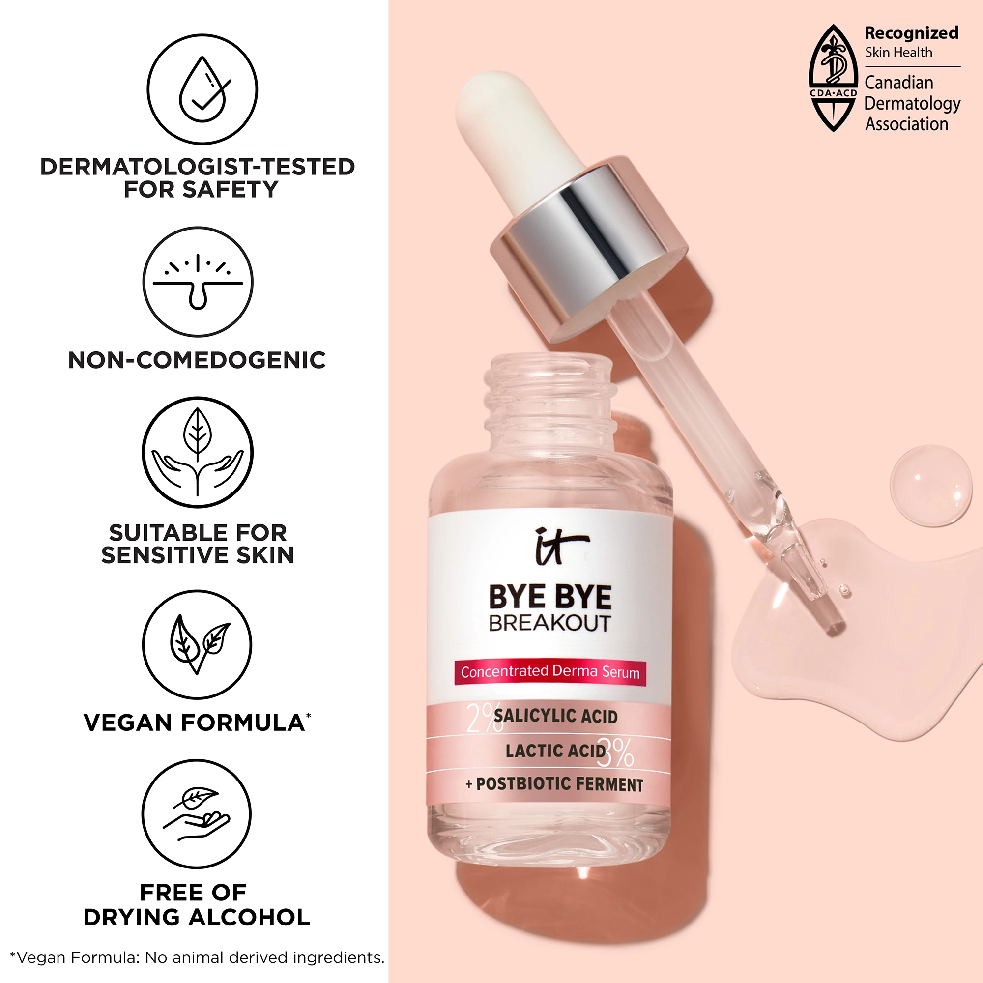 IT Cosmetics Bye Bye Breakout 2% Salicylic Acid Acne Treatment - Lactic Acid, Fragrance Free - Image 5