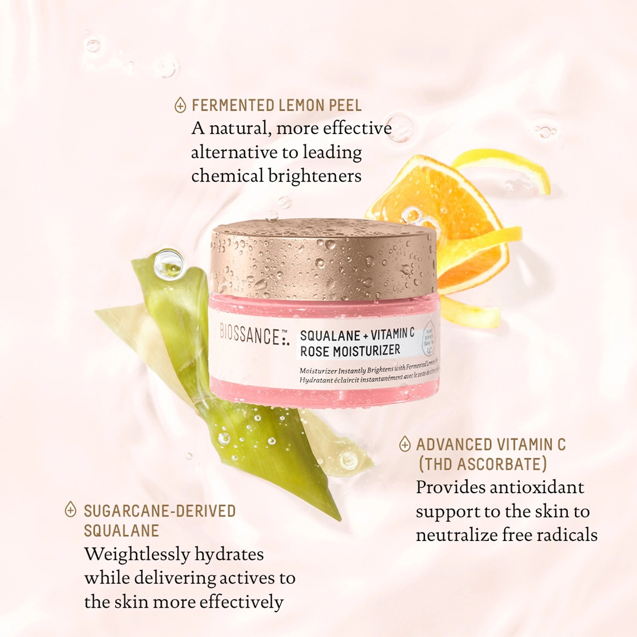 Biossance Squalane + Vitamin C Rose Brightening Moisturizer 1.69 oz / 50 mL Vegan Normal Skin - Image 6