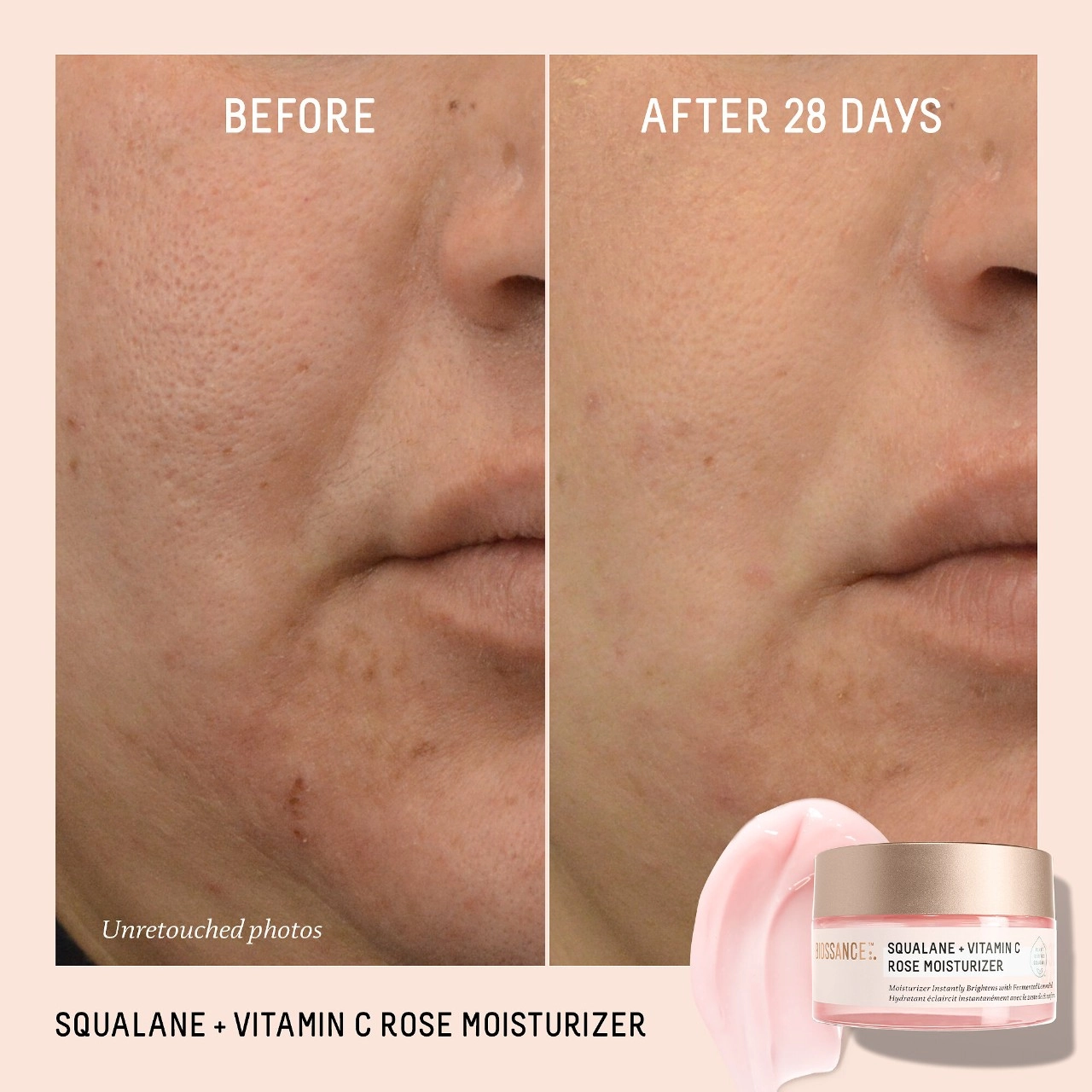 Biossance Squalane + Vitamin C Rose Brightening Moisturizer 1.69 oz / 50 mL Vegan Normal Skin - Image 3
